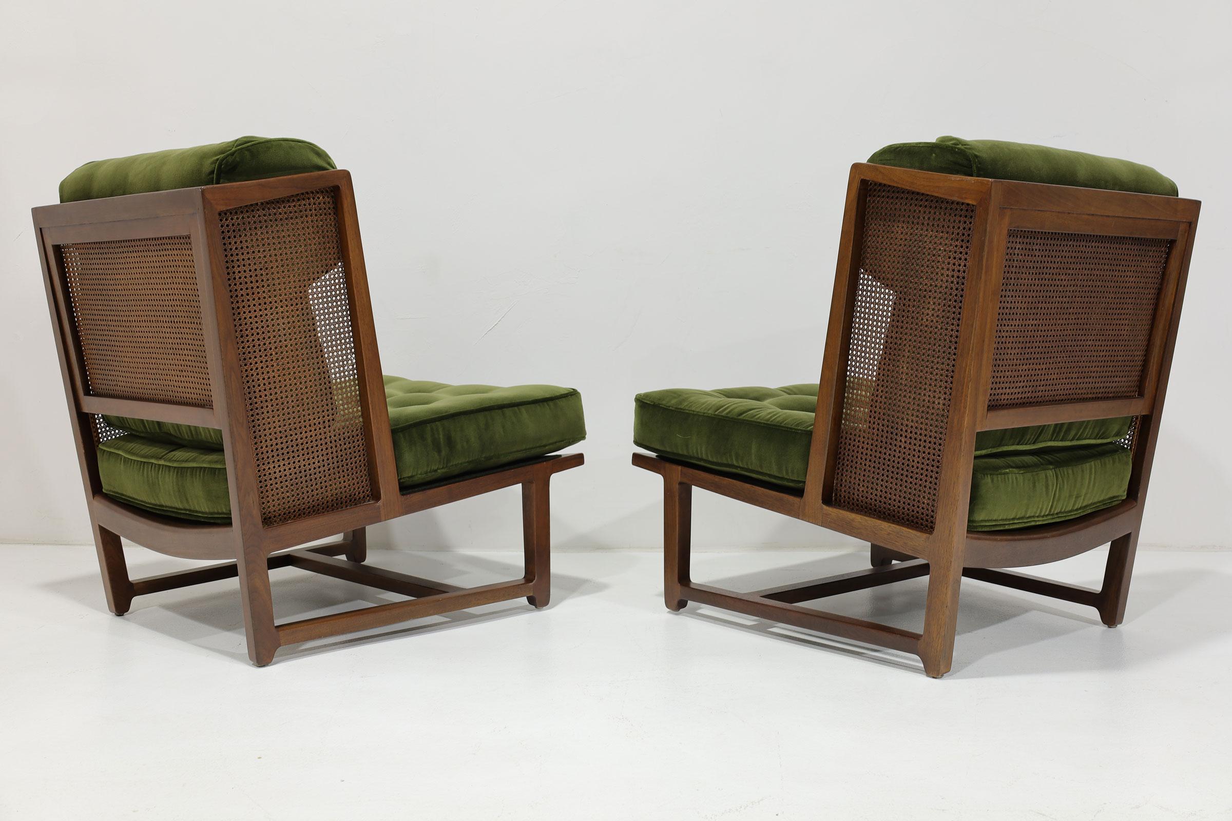 Edward Wormley para Dunbar Sillas Wingback Modelo 6016 de Terciopelo siglo XX en venta