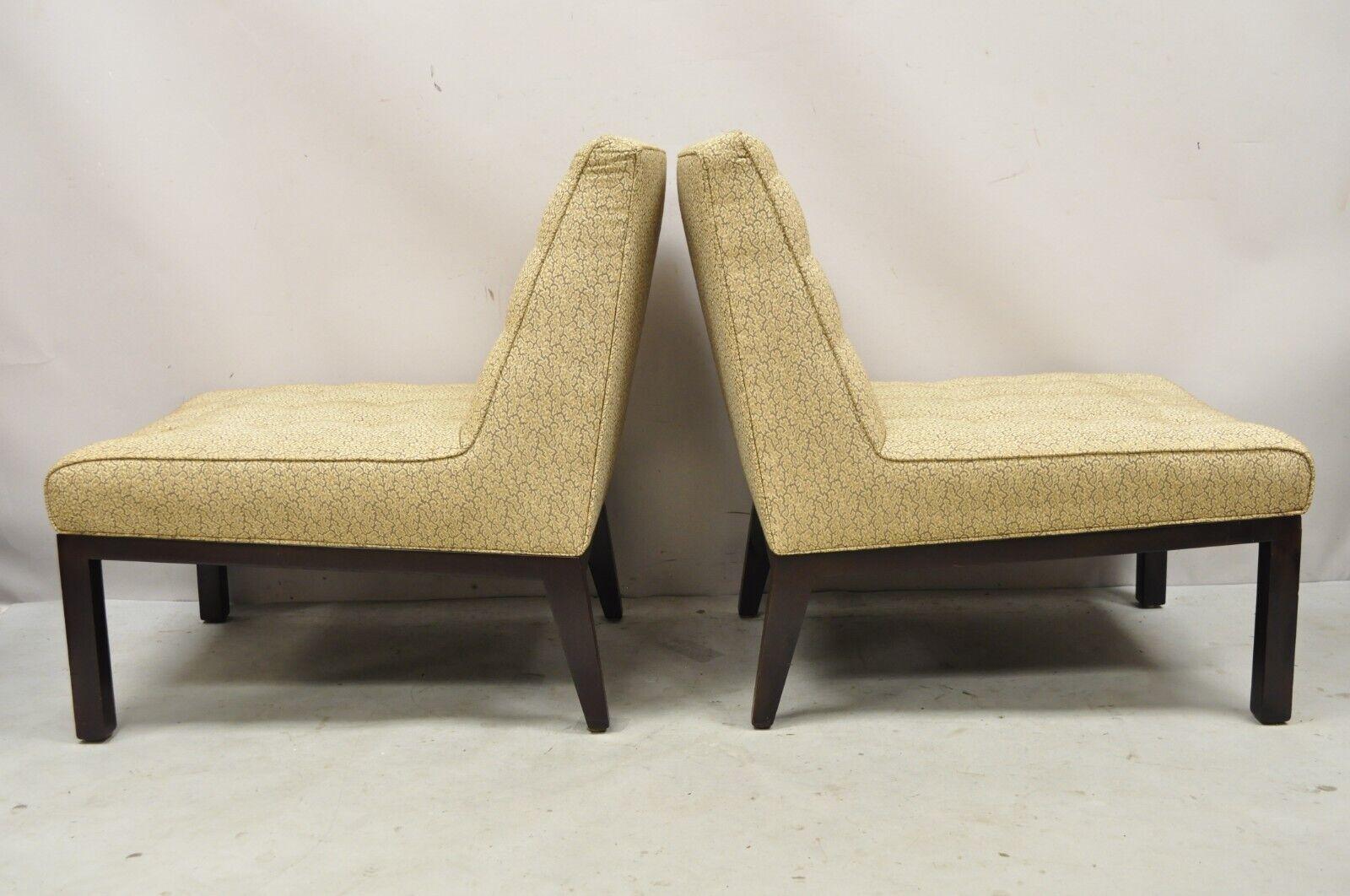 Edward Wormley for Dunbar Wood Frame Slipper Lounge Chairs, a Pair For Sale 2