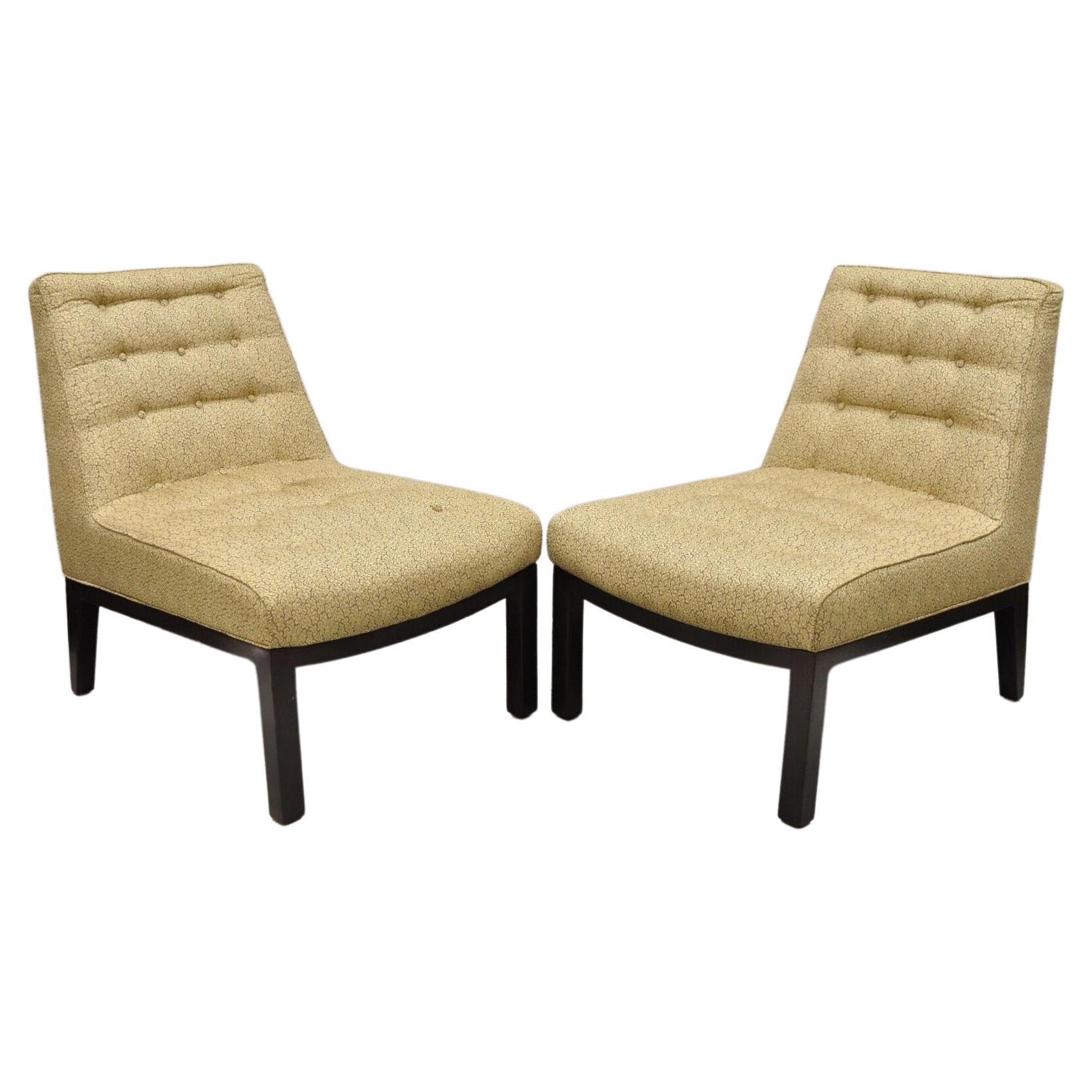 Edward Wormley for Dunbar Wood Frame Slipper Lounge Chairs, a Pair For Sale