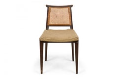 Edward Wormley for Dunbar Wooden Caned Back and Upholstered Seat Side Chair