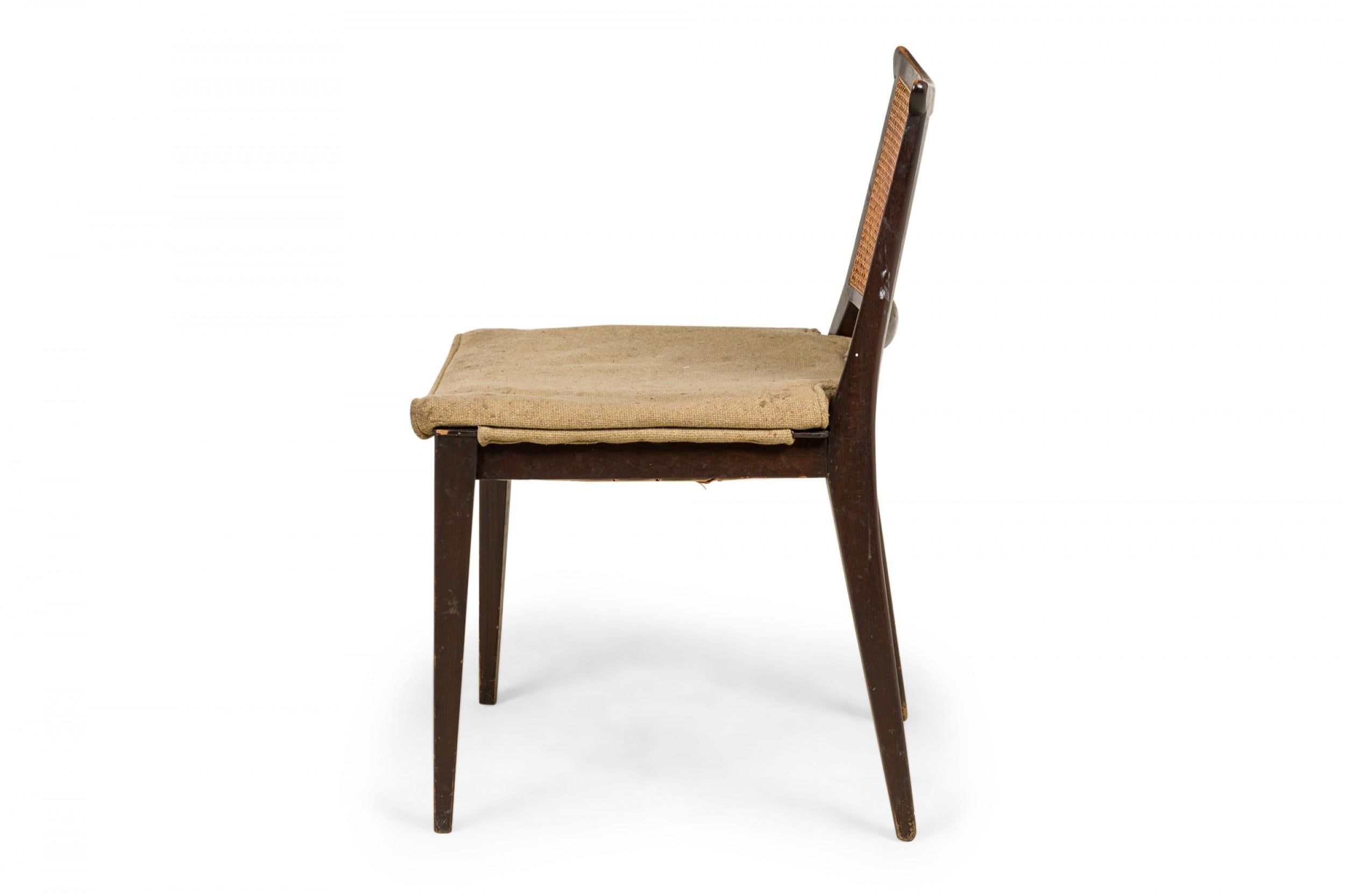 Mid-Century Modern Edward Wormley for Dunbar Wooden Caned Back and Upholstered Seat Side Chair For Sale
