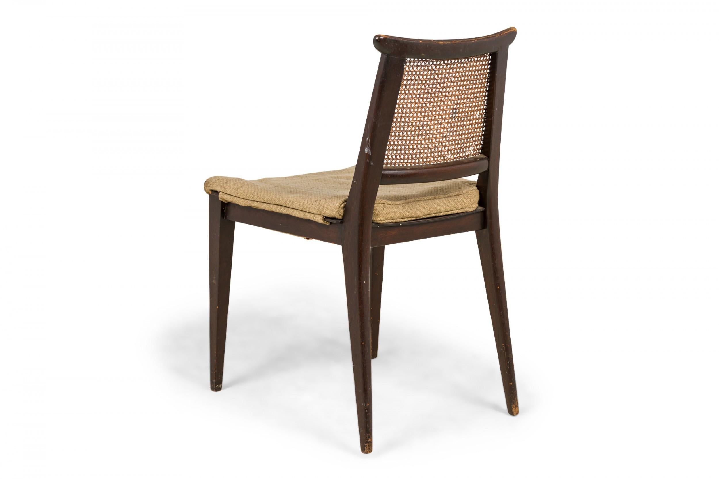 American Edward Wormley for Dunbar Wooden Caned Back and Upholstered Seat Side Chair For Sale