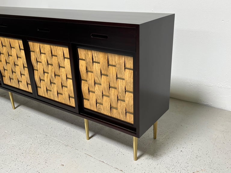 Edward Wormley for Dunbar Woven Front Cabinet For Sale 4