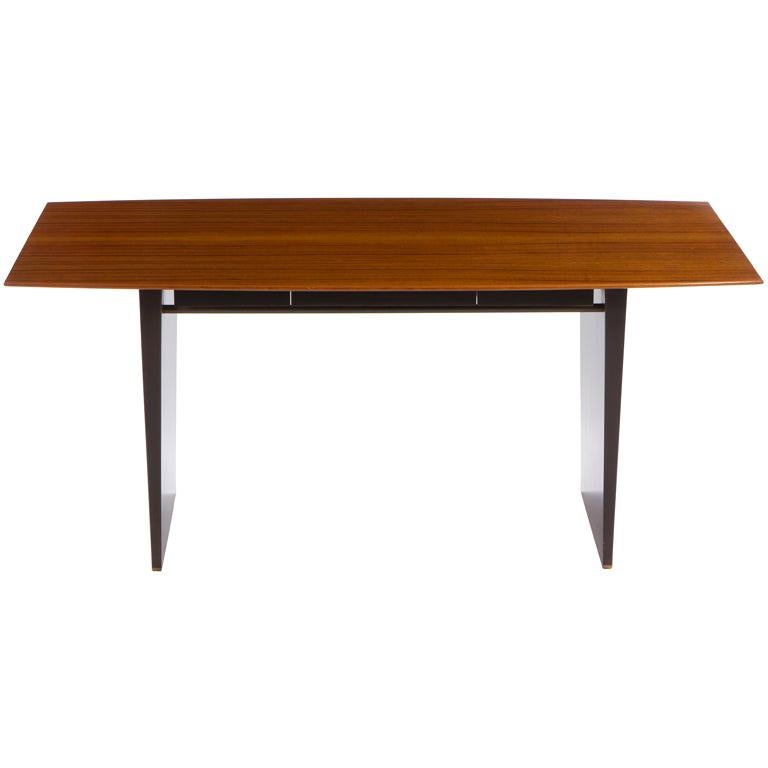 Double Drawer Walnut Slab Desk by Edward Wormley at 1stdibs