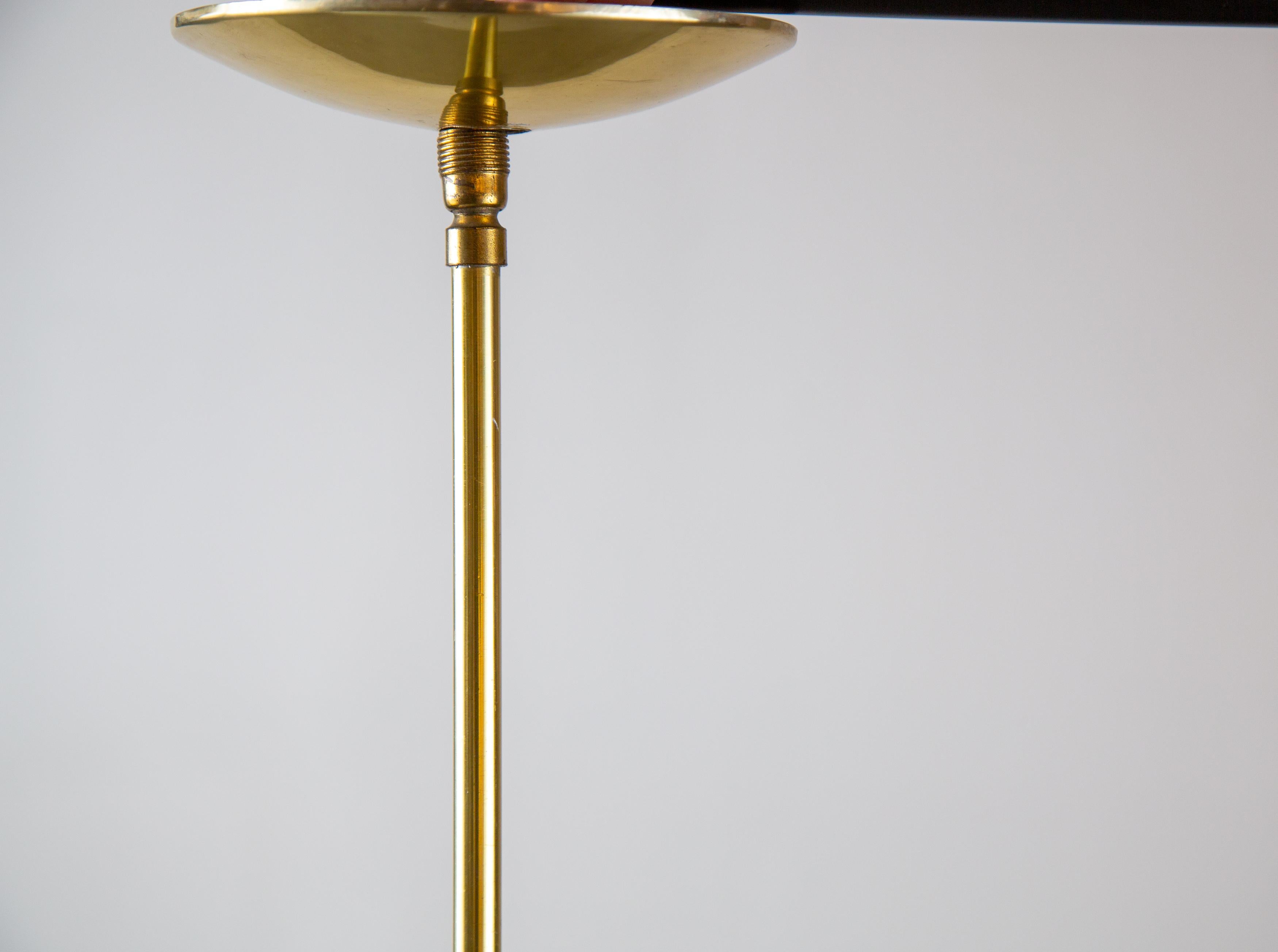 American Edward Wormley for Lightolier Pendant Lamp chandelier Brass and Lacquer 1950s For Sale