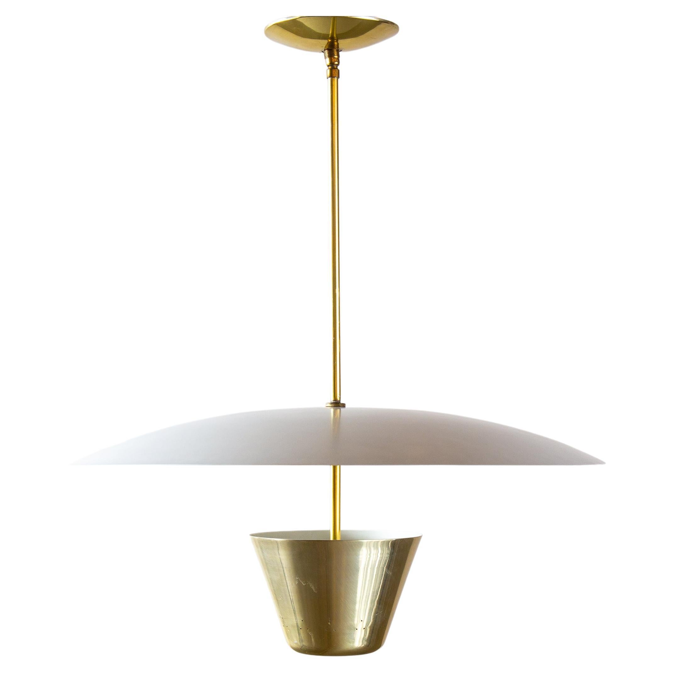 Edward Wormley for Lightolier Pendant Lamp chandelier Brass and Lacquer 1950s For Sale