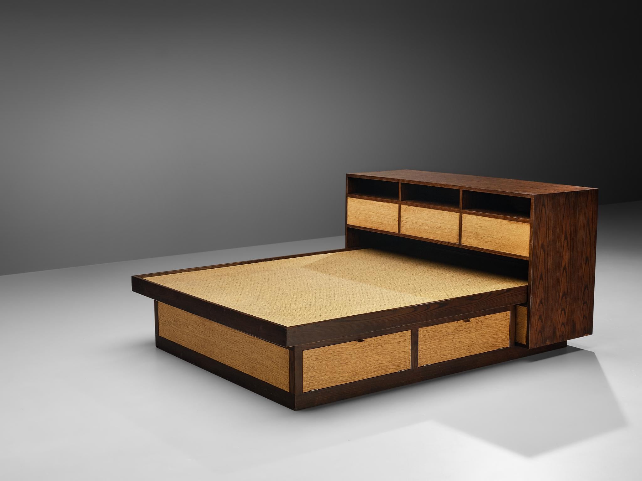 American Edward Wormley Free-Standing Queen Size Bed with Drawers