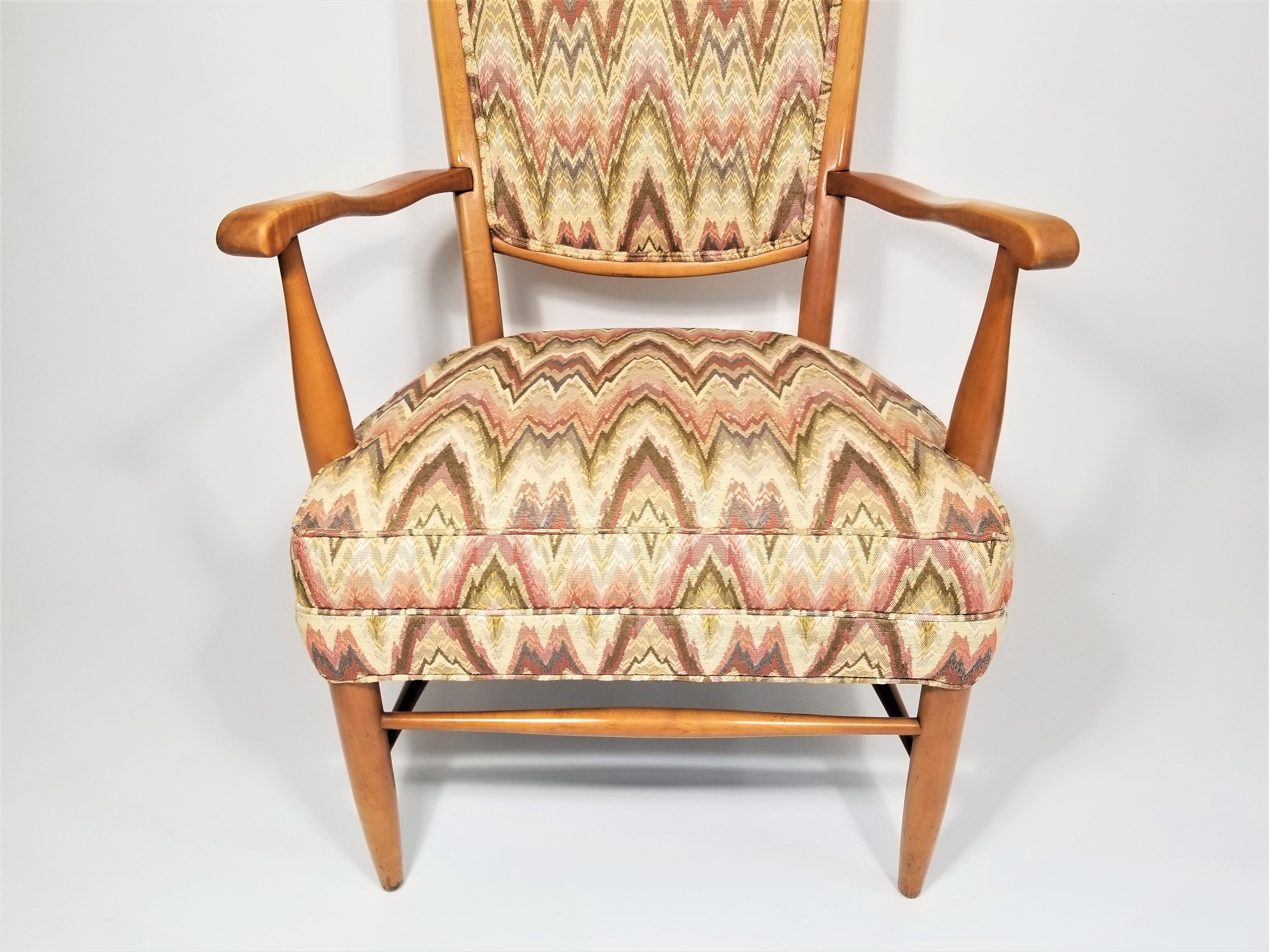 Maxwell Royal High Back Chair Midcentury In Good Condition For Sale In New York, NY