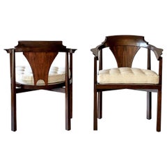 Vintage Edward Wormley Horseshoe Armchairs, a Pair, 1950's