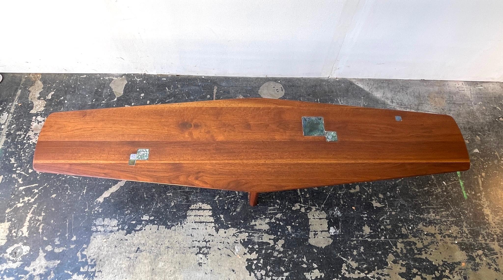 Americano Tavolino Janas di Edward Wormley con piastrelle in vetro Tiffany per Dunbar in vendita