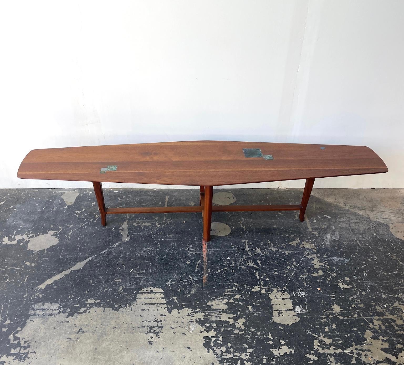 Tavolino Janas di Edward Wormley con piastrelle in vetro Tiffany per Dunbar In condizioni buone in vendita a San Diego, CA