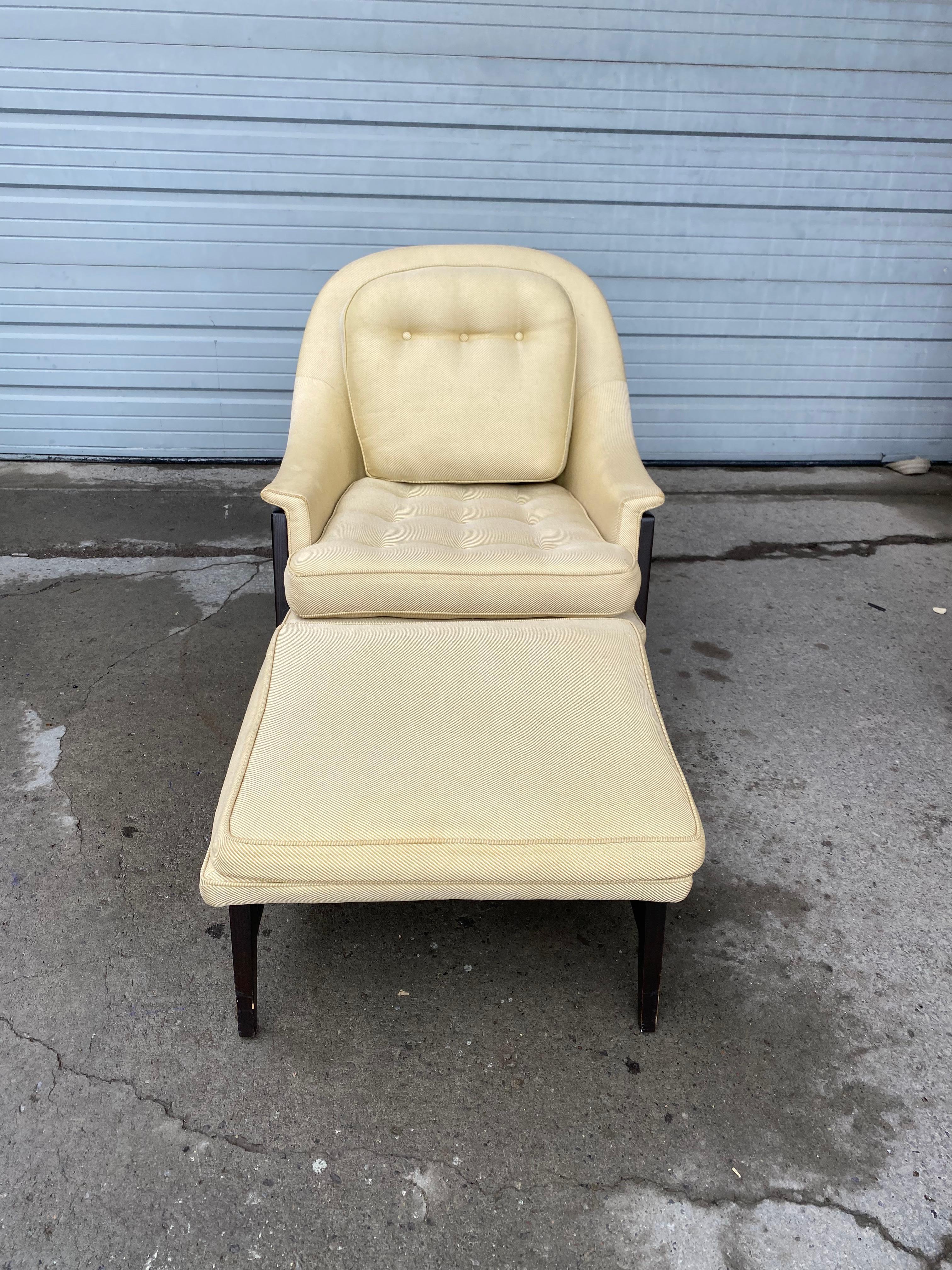 Edward Wormley  Janus lounge chair and ottoman   Model 5701, Dunbar, 1957
ash, leather; 33.75 H × 30.5 W × 34 D in; Stitched manufacturer's mark to decking 'Dunbar'. Upholstery manufacturer's label to seat 'Edward Wormley for Dunbar Furniture