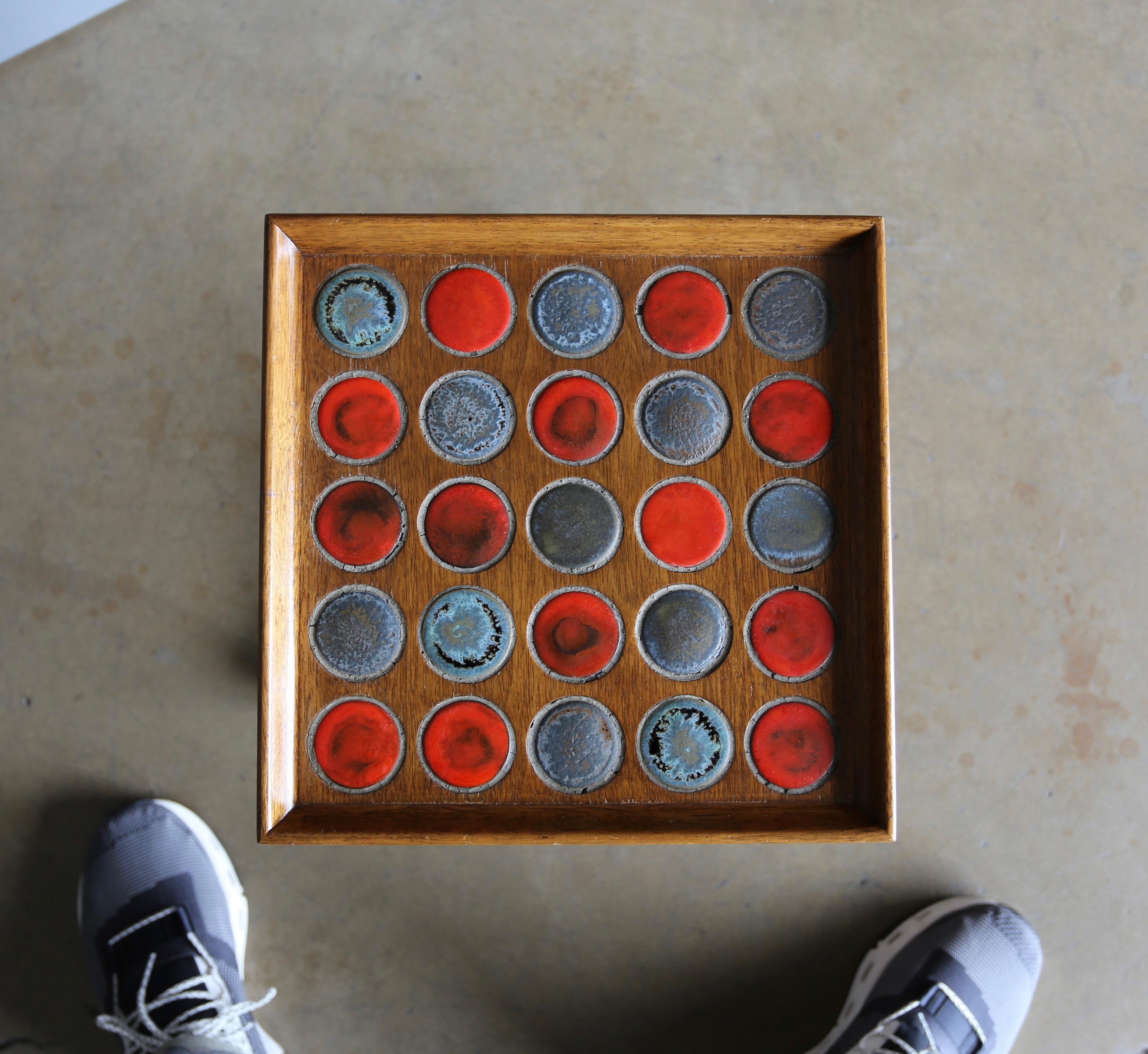 Mid-Century Modern Edward Wormley Janus Occasional Table with Natzler Tiles for Dunbar, circa 1960