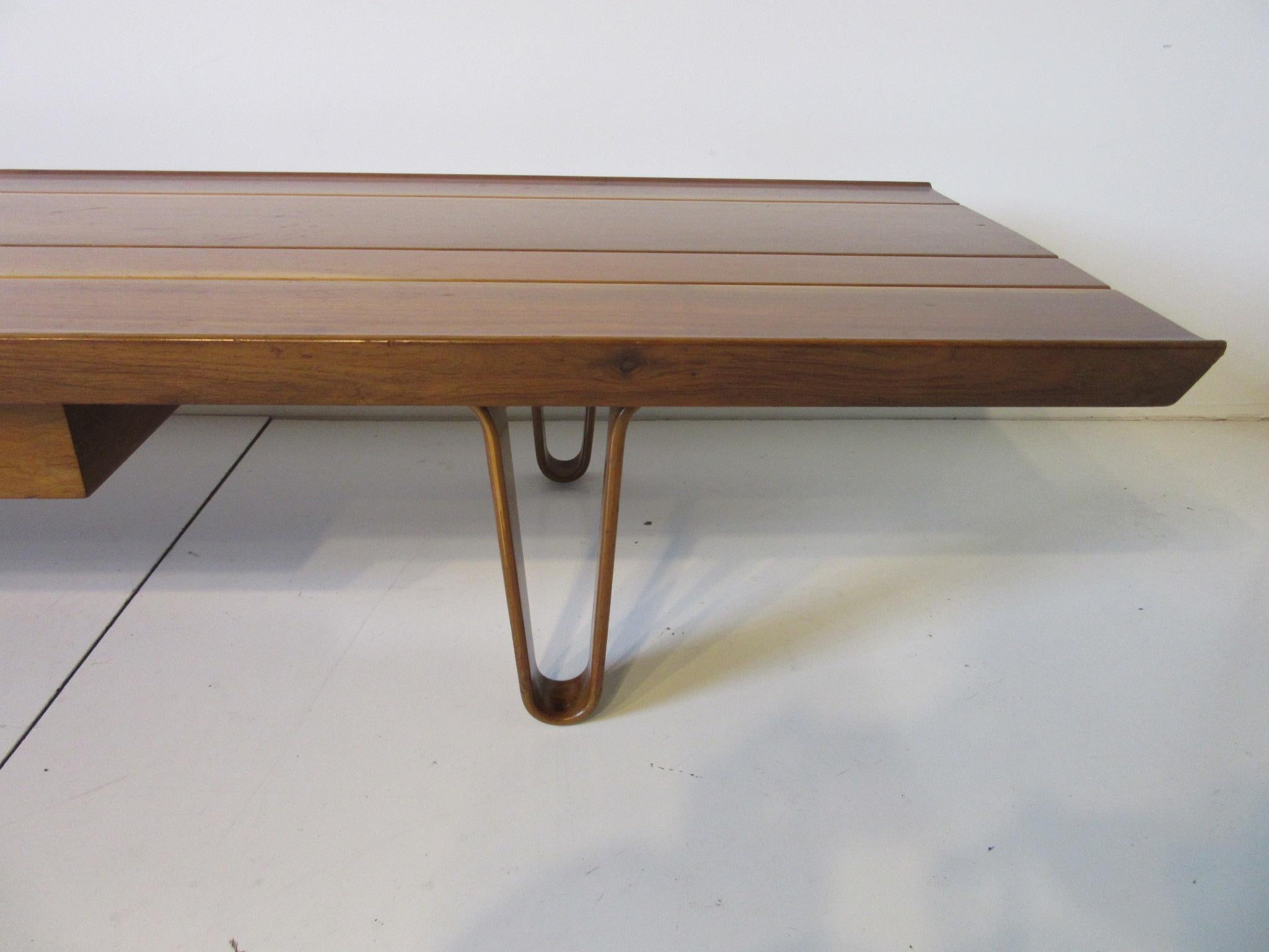 Mid Century Edward Wormley Long John Bench with Drawer by Dunbar 4