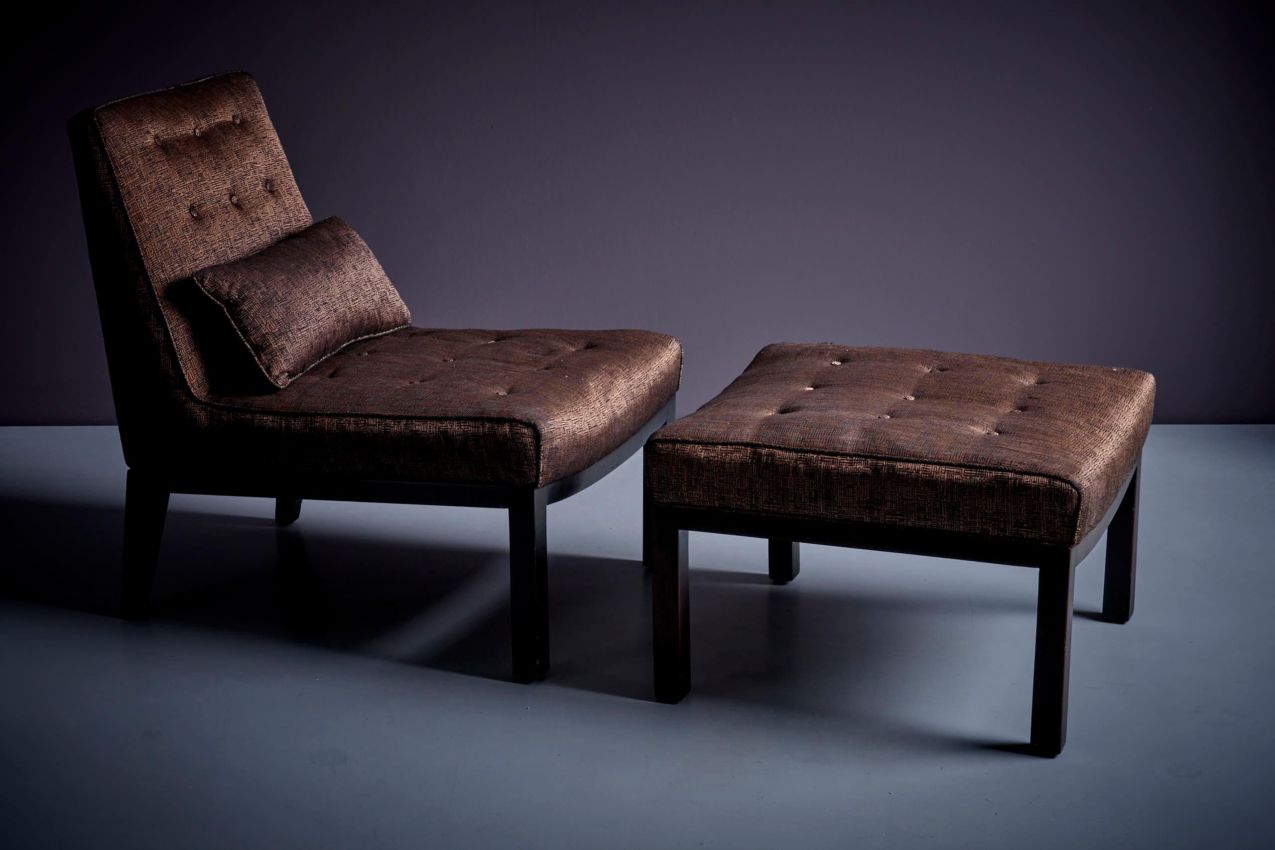 Edward Wormley Lounge Chair with Ottoman by Dunbar, USA 1960s For Sale 9