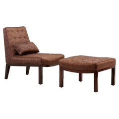 Sedia da salotto Edward Wormley con ottomana di Dunbar, USA 1960