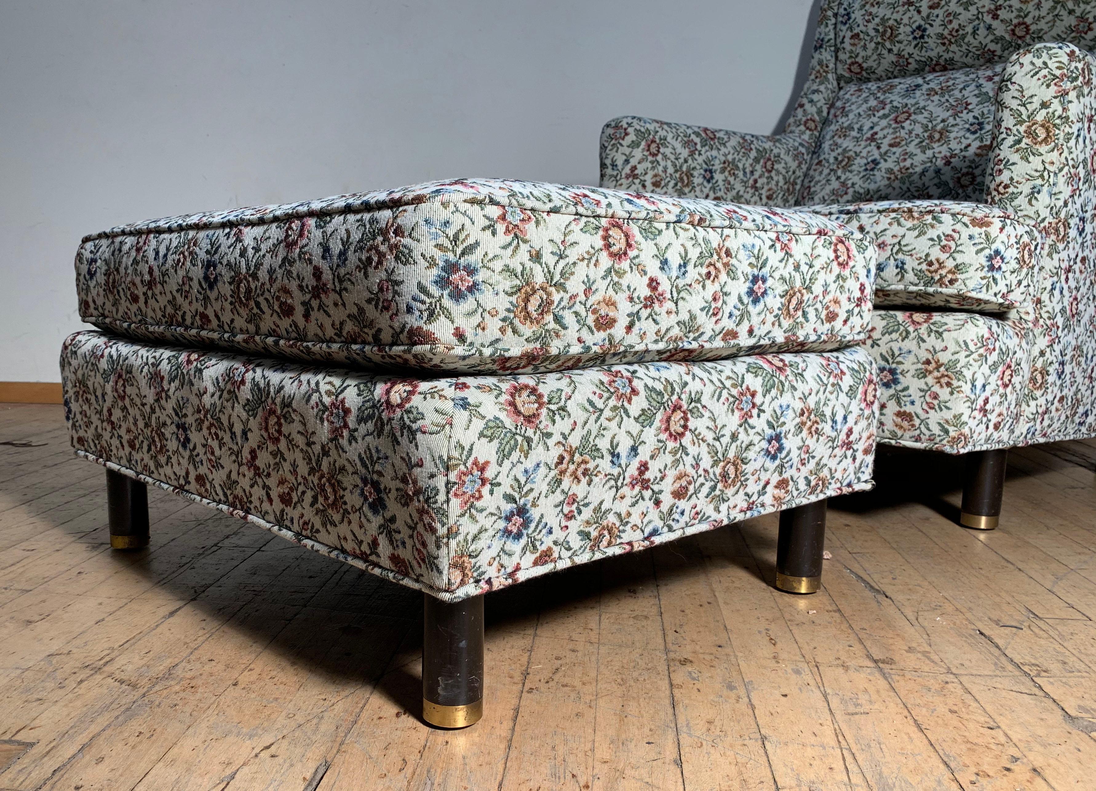 American Edward Wormley Lounge Chair with Ottoman for Dunbar
