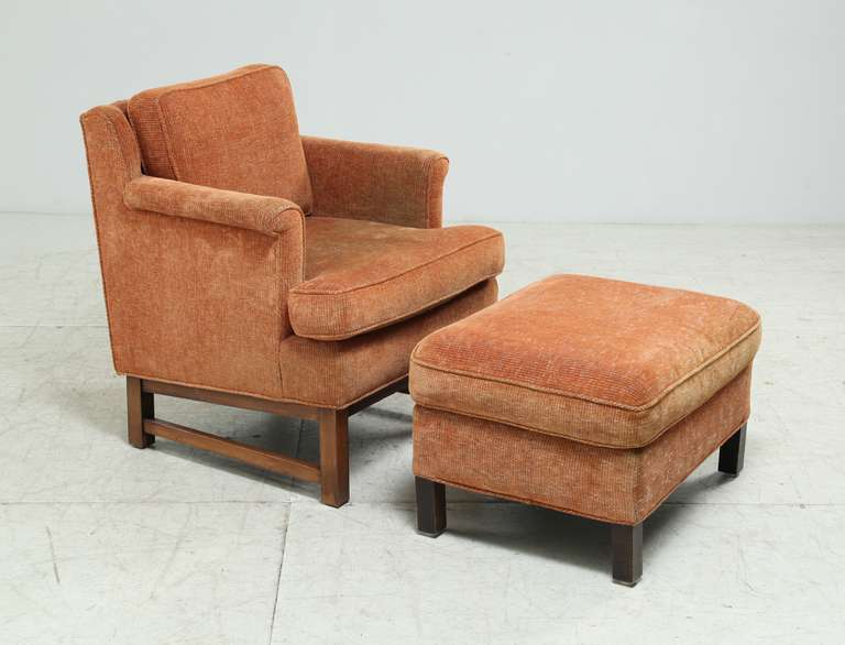 Mid-Century Modern Edward Wormley Lounge Chair with Ottoman For Sale