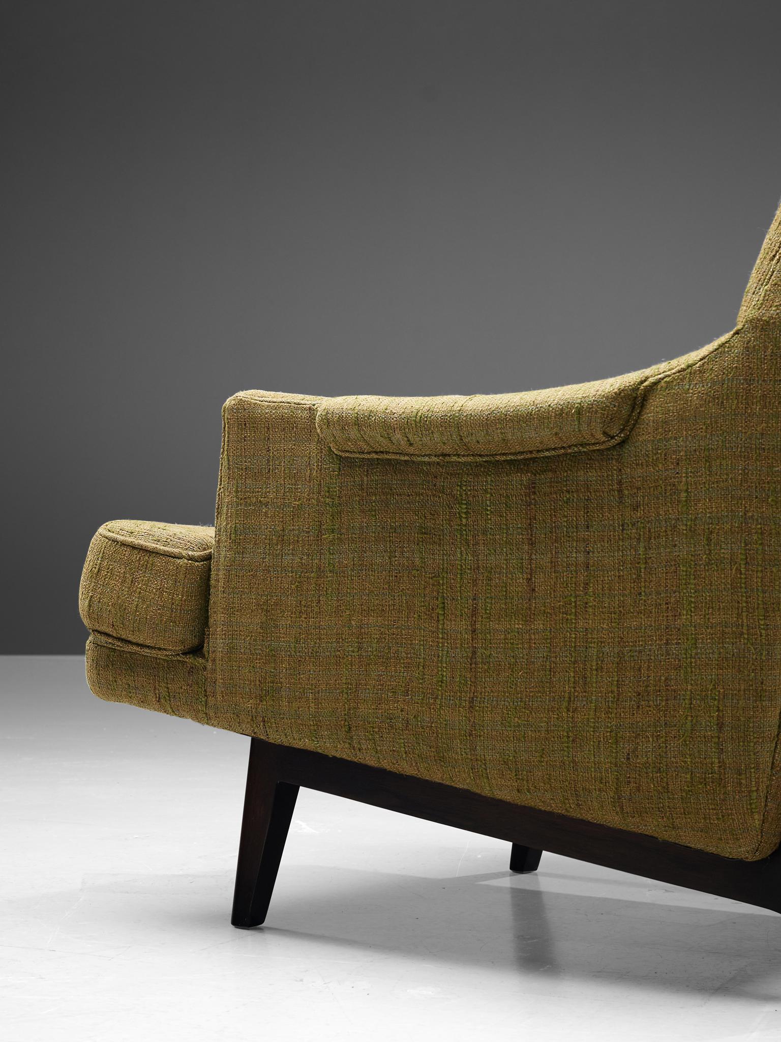 Edward Wormley Lounge Chair with Ottoman in Green Upholstery 1