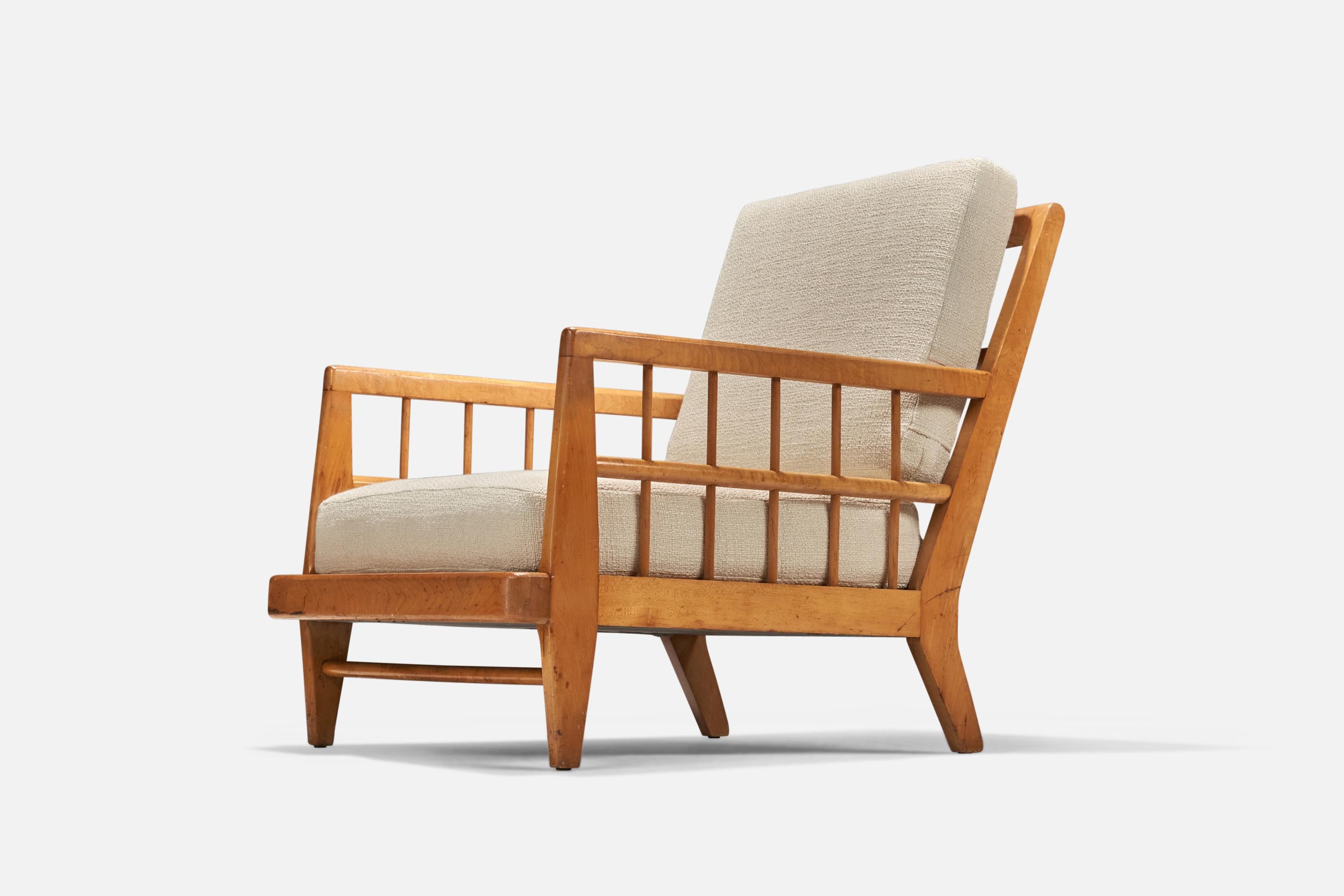 Mid-Century Modern Edward Wormley, Lounge Chairs, Beech, Fabric, Drexel, United States, 1940s For Sale