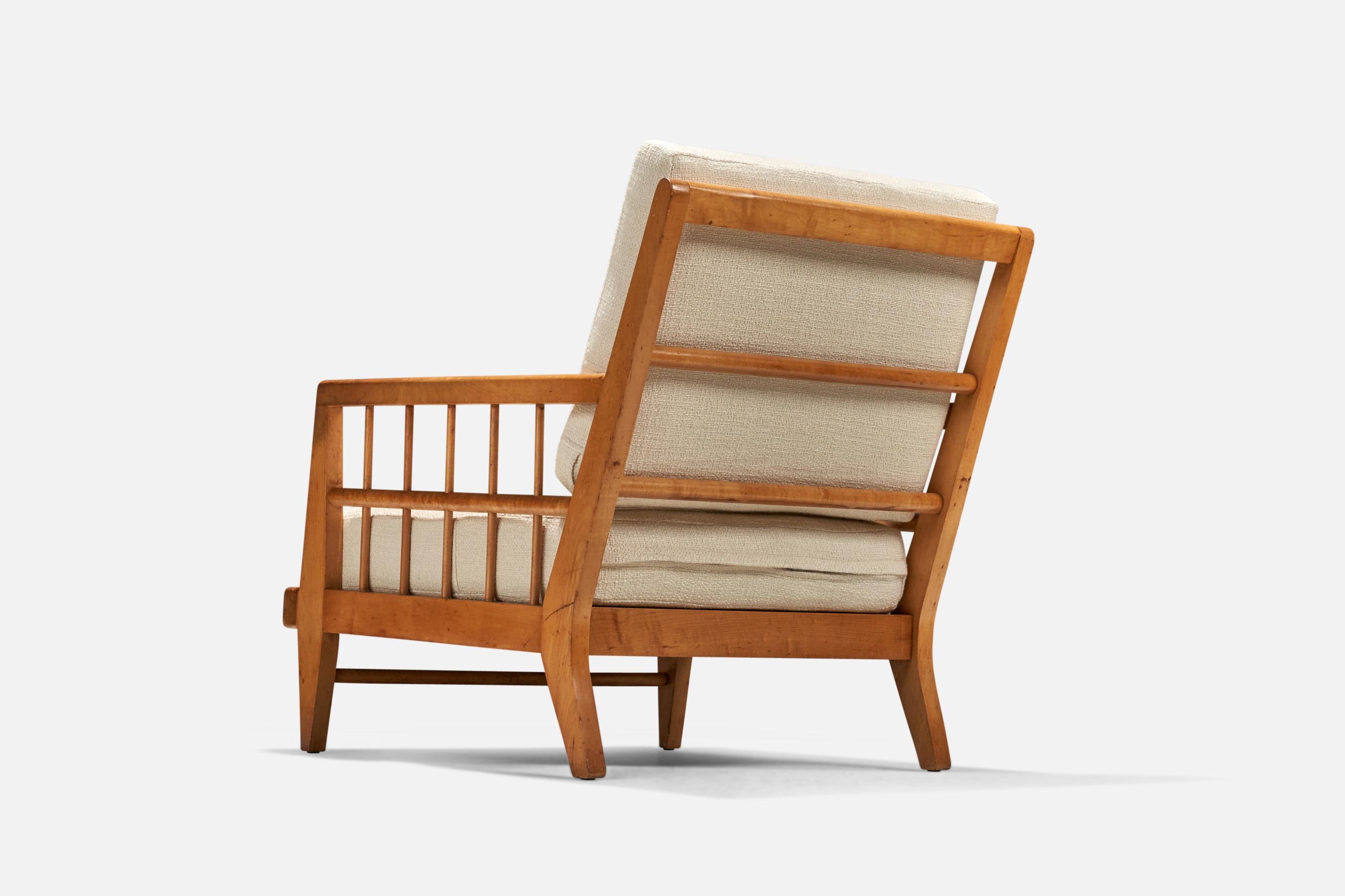 American Edward Wormley, Lounge Chairs, Beech, Fabric, Drexel, United States, 1940s For Sale