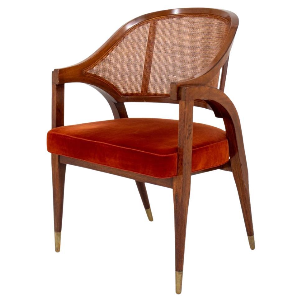 Edward Wormley Mahogany and Cane Paneled Armchair For Sale