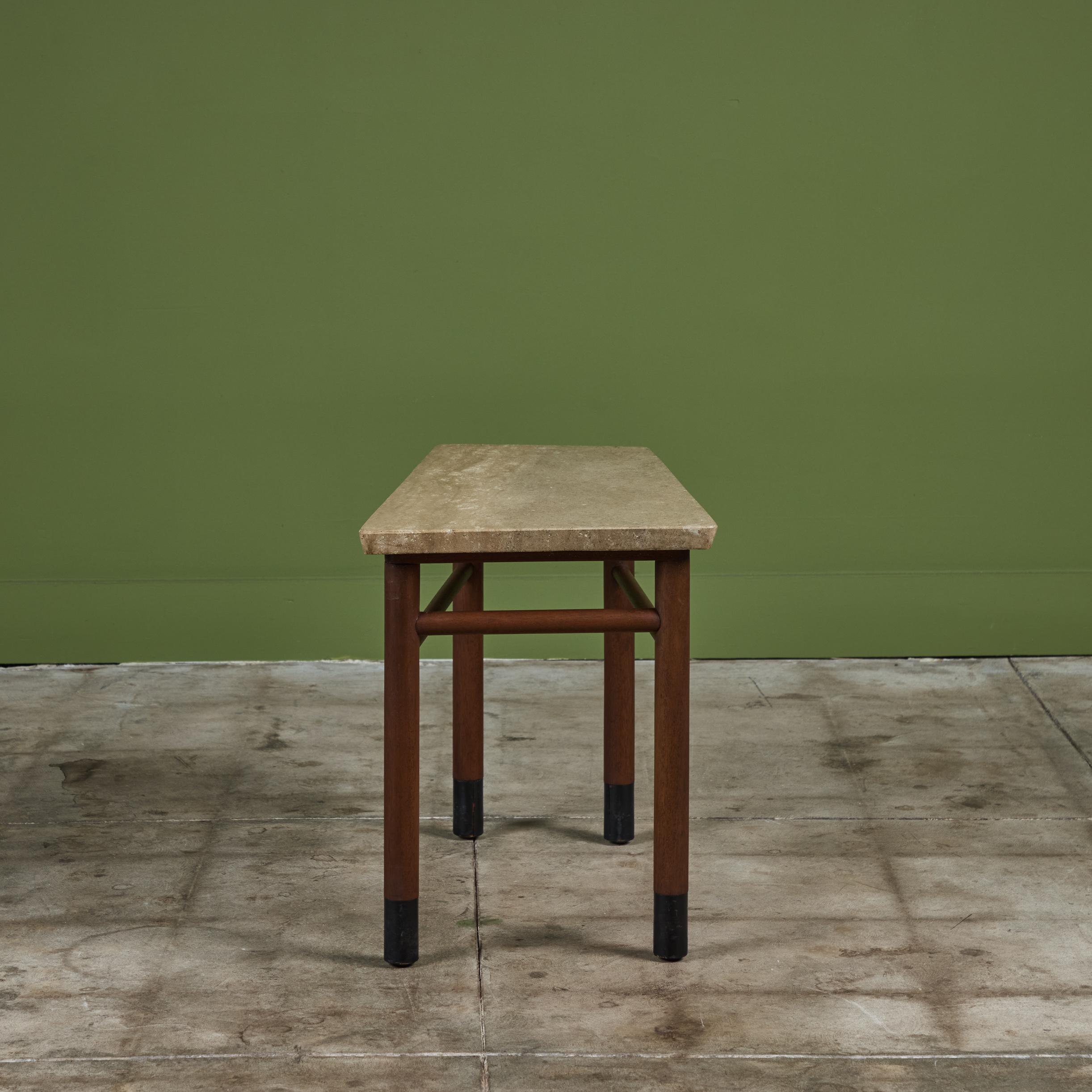 Edward Wormley Marble Top Wedge Side Table for Dunbar In Excellent Condition For Sale In Los Angeles, CA