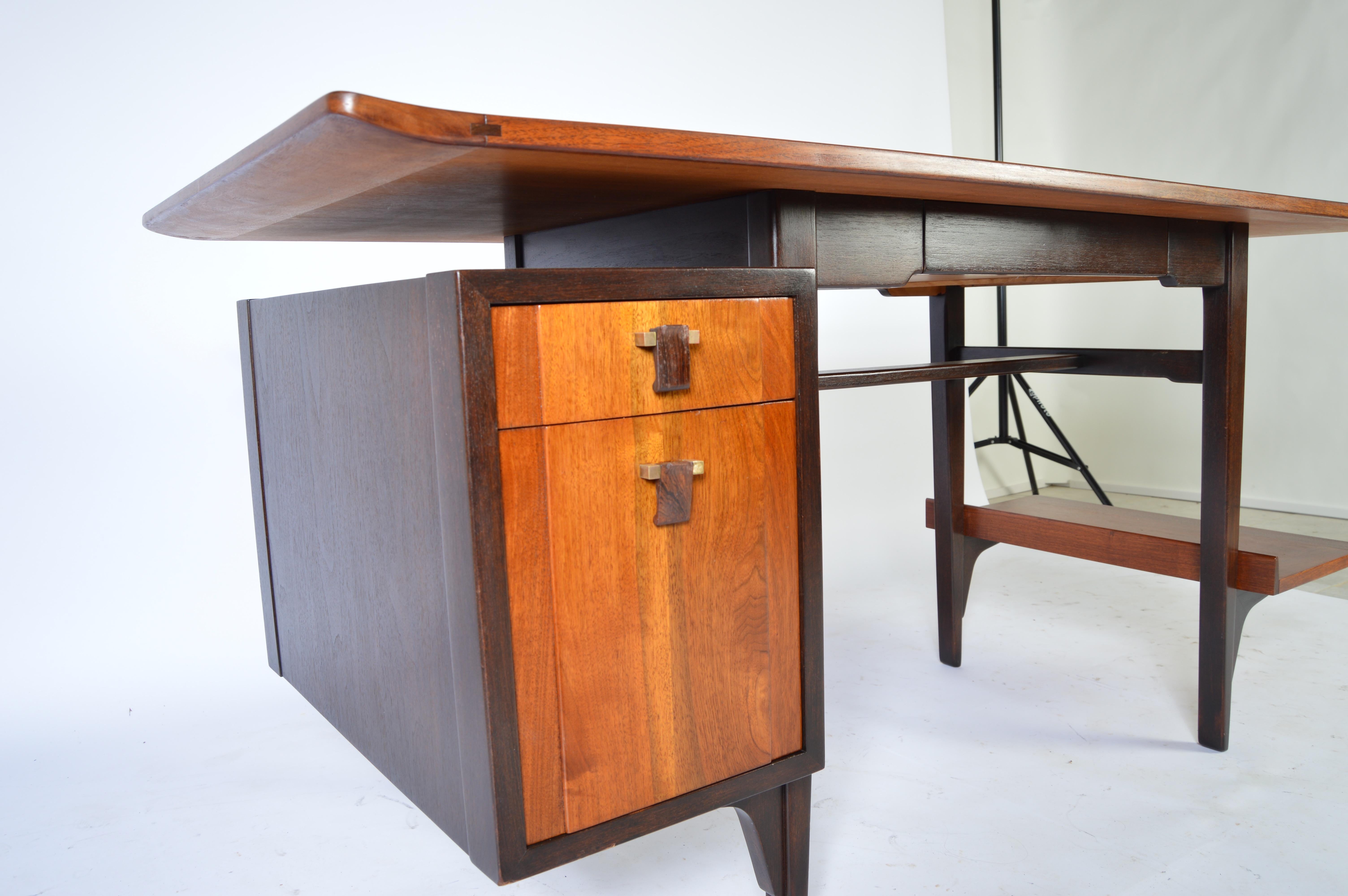 Mid-Century Modern Edward Wormley Model 5735 Walnut & Rosewood Writing Desk for Dunbar, 1957