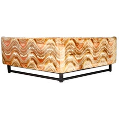 Edward Wormley Model 6329 Janus Sofa, Jack Lenor Larsen Flamestitch Velvet 1960s