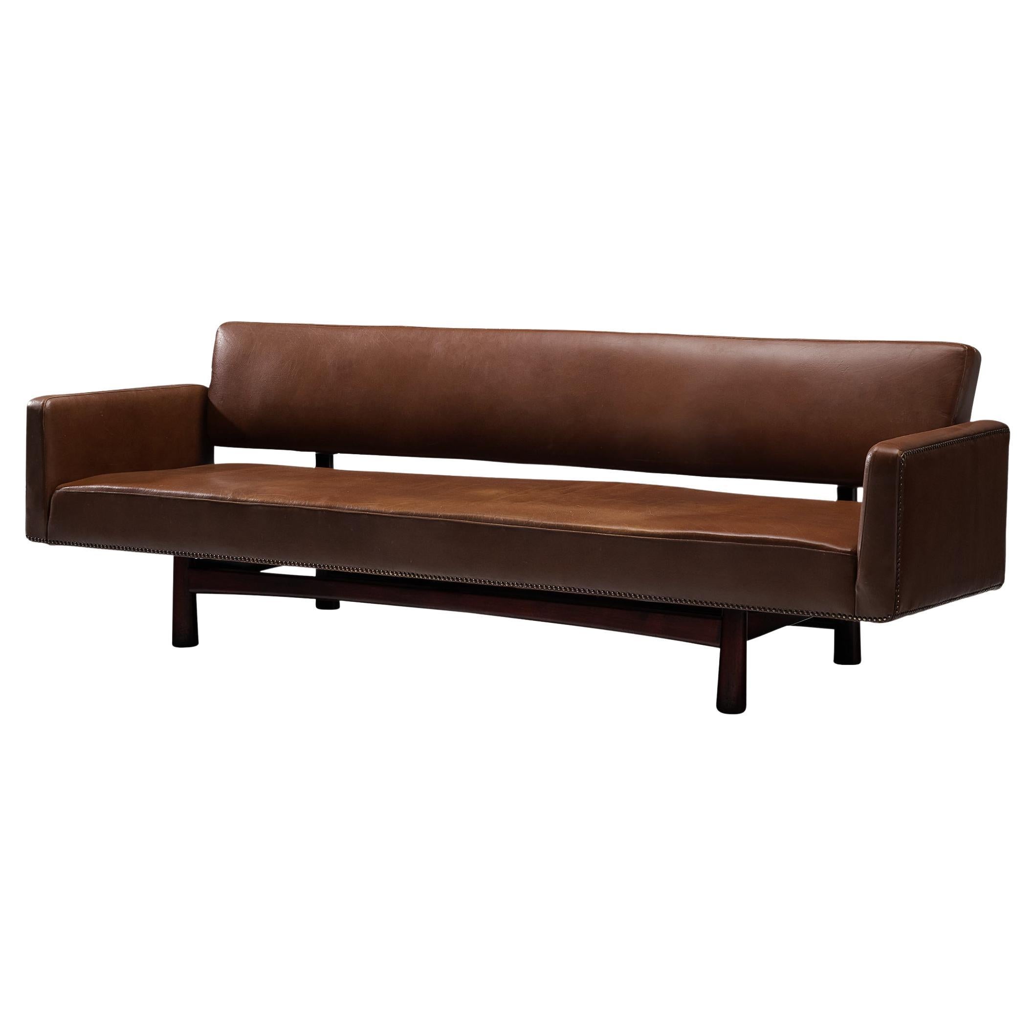 Edward Wormley 'New York' Sofa in Brown Upholstery and Wood 