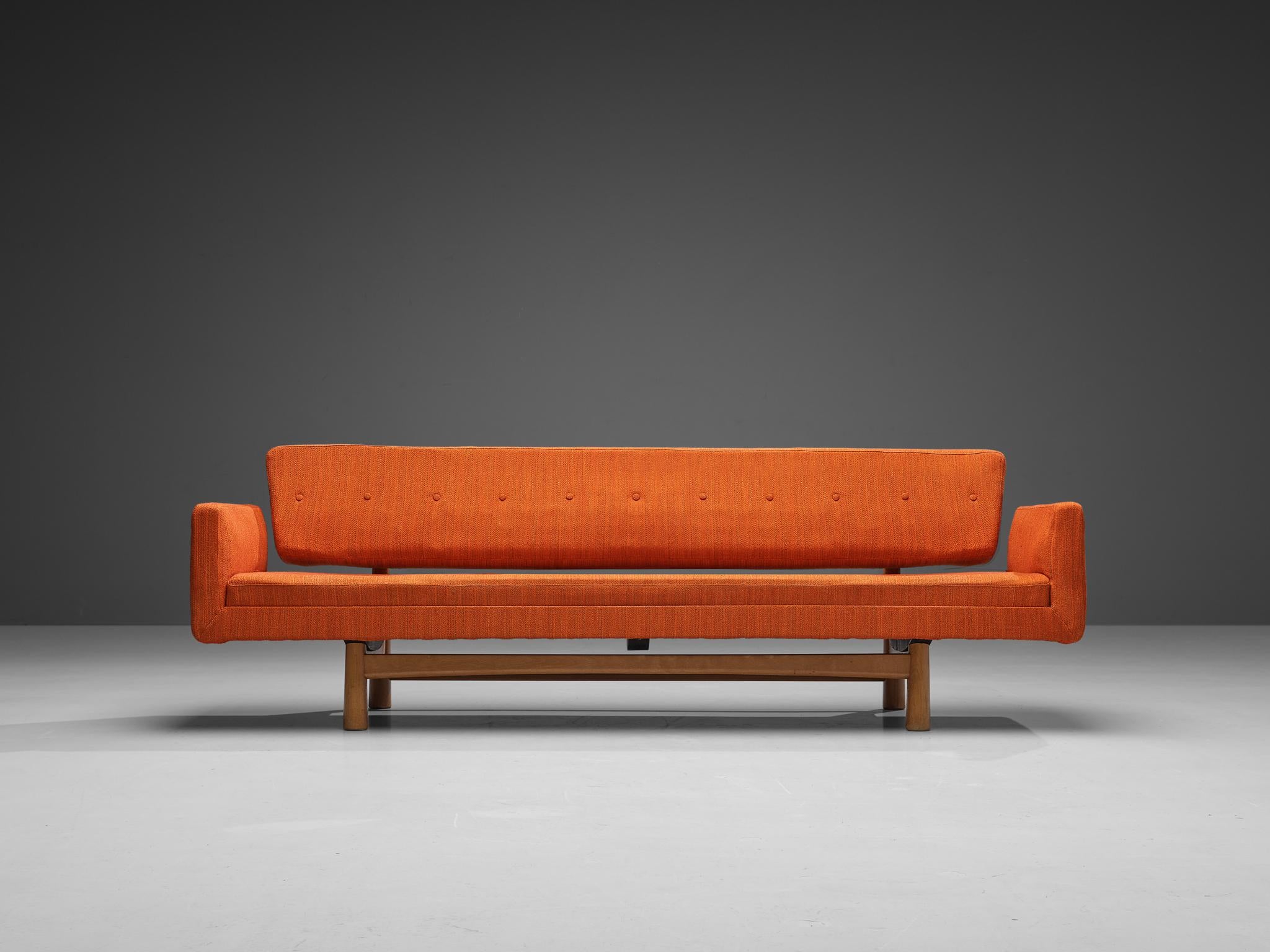 American Edward Wormley 'New York' Sofa in Orange Upholstery  For Sale