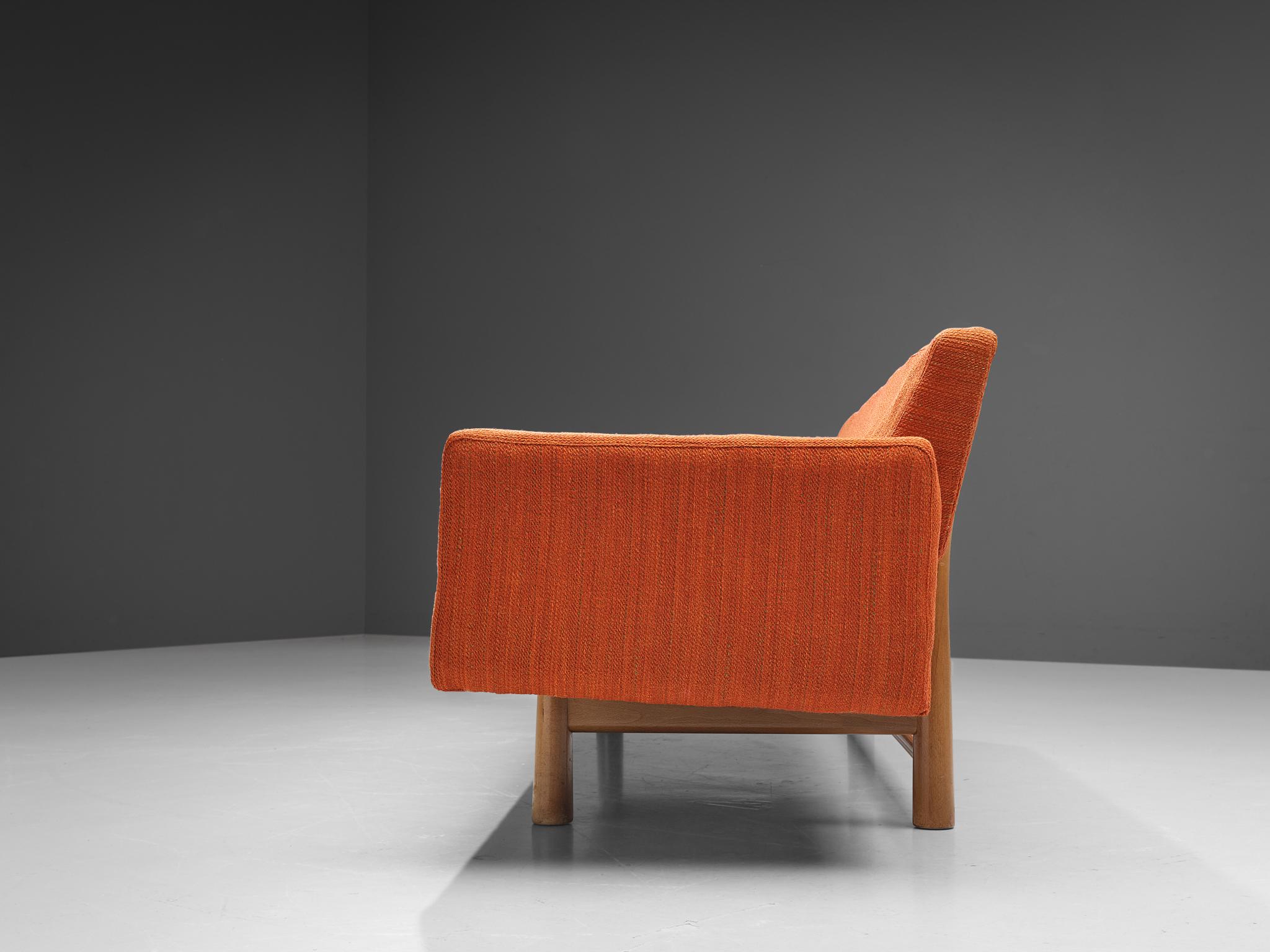 Metal Edward Wormley 'New York' Sofa in Orange Upholstery