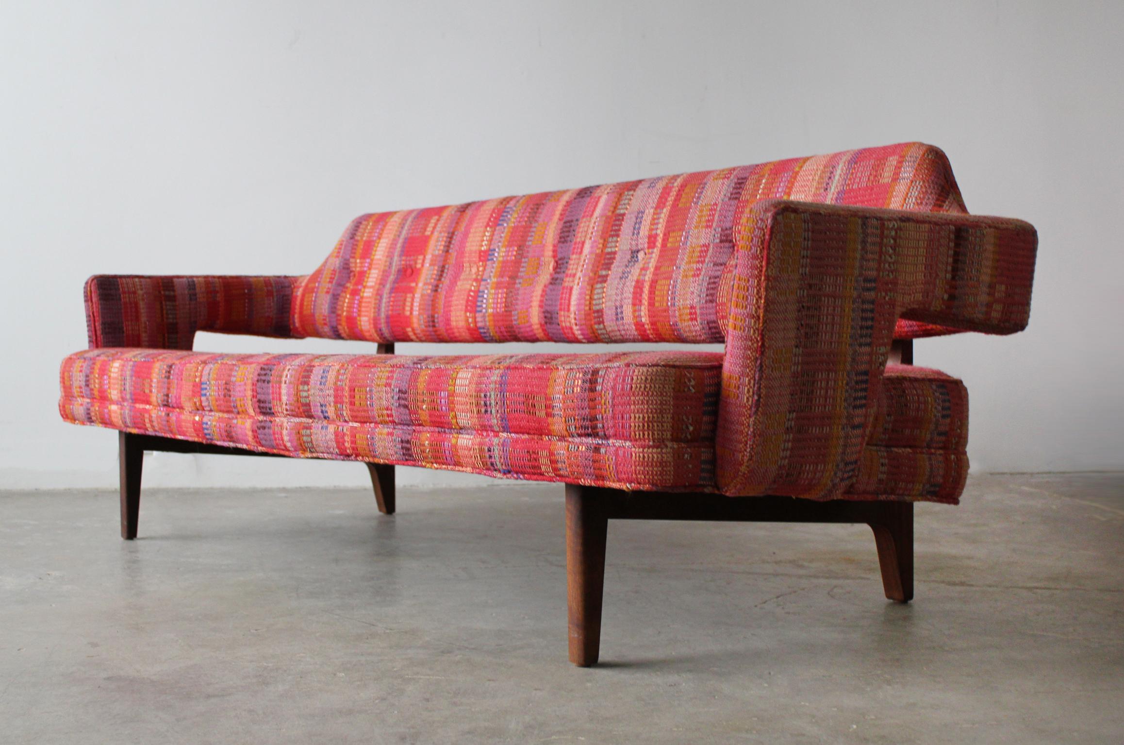 Edward Wormley Open Back Sofas for Dunbar Original Dorothy Liebes Woven Textile 3