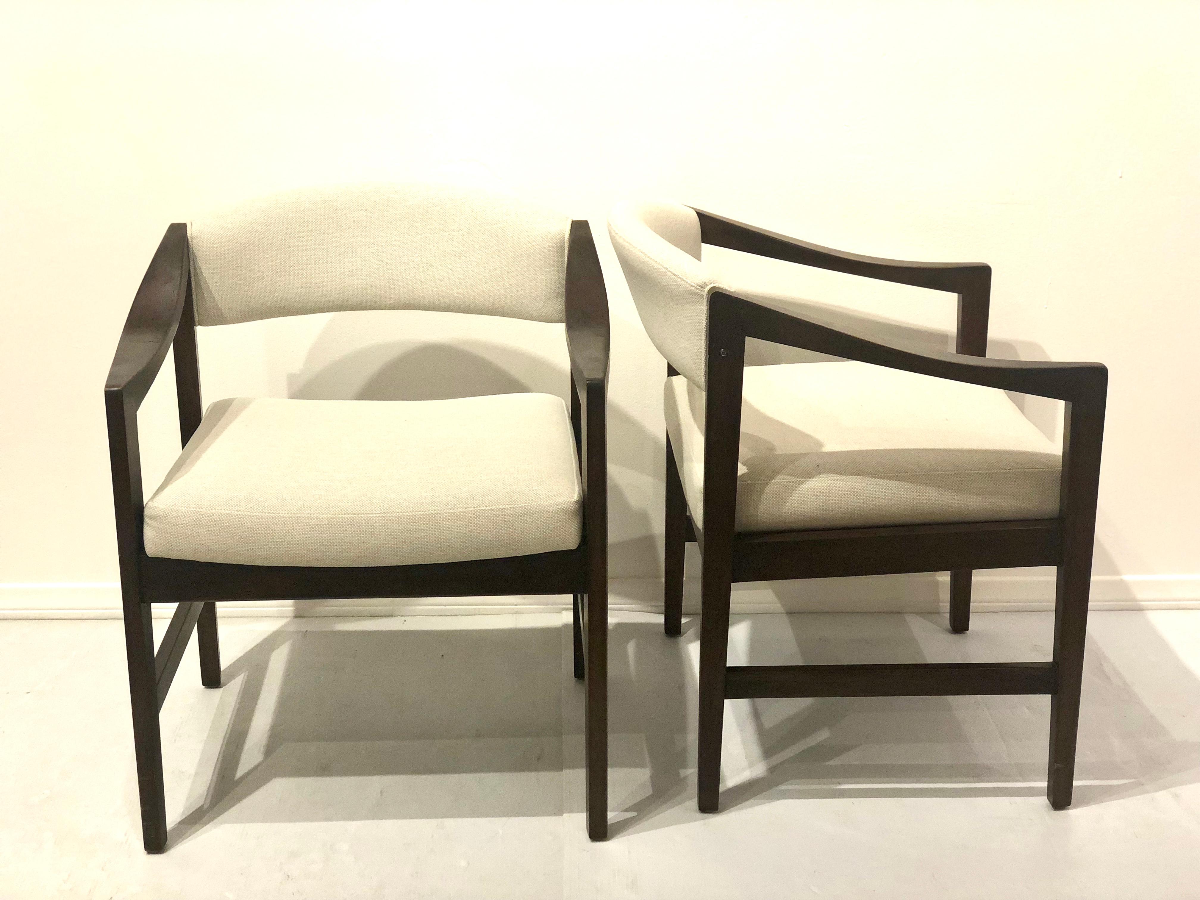 American Edward Wormley Open Frame Sculpted Armchairs for Dunbar