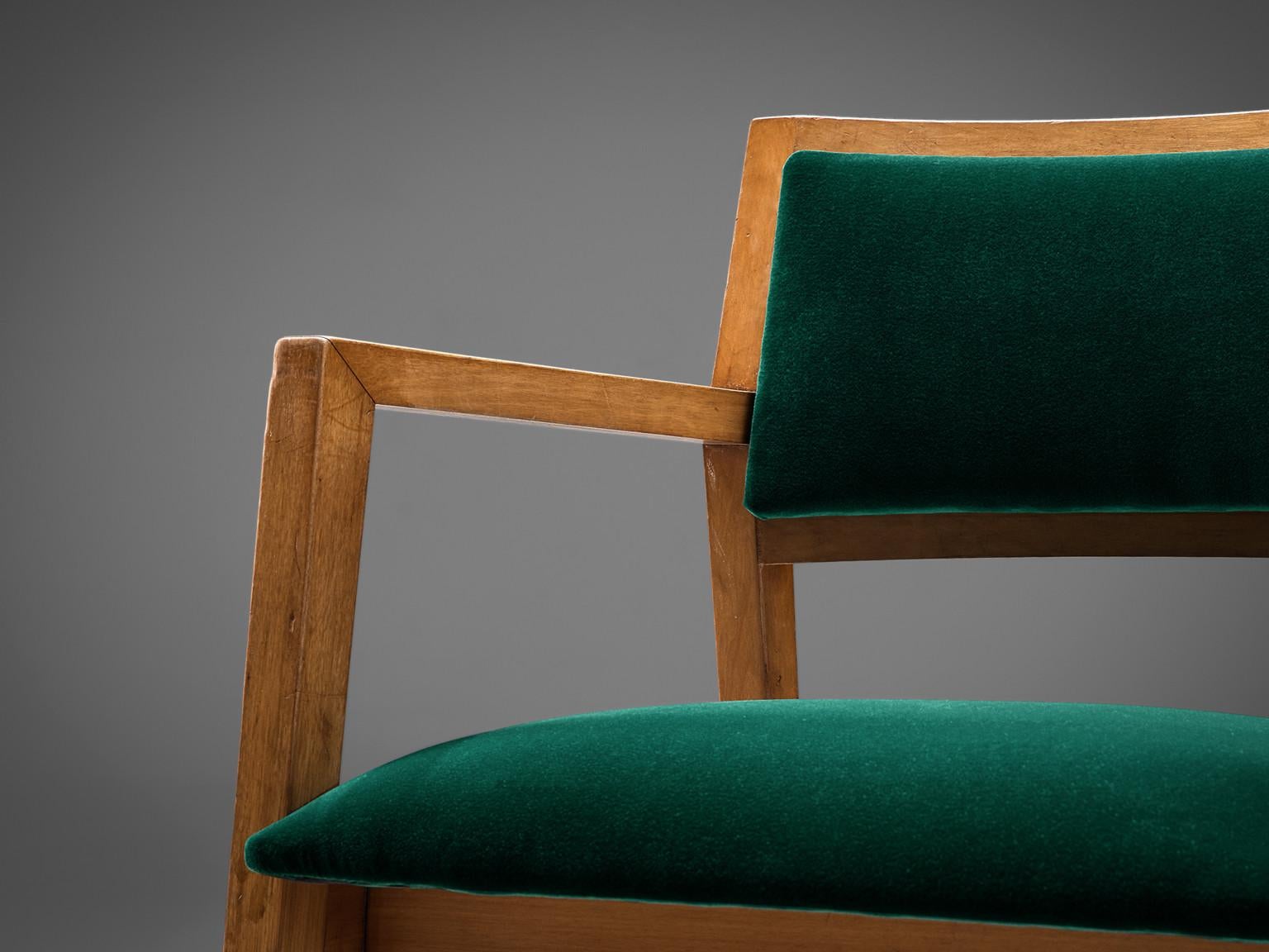 Mid-Century Modern Paire de fauteuils Edward Wormley en tissu de velours vert en vente