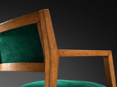 Edward Wormley Pair of Armchairs in Green Velvet Upholstery