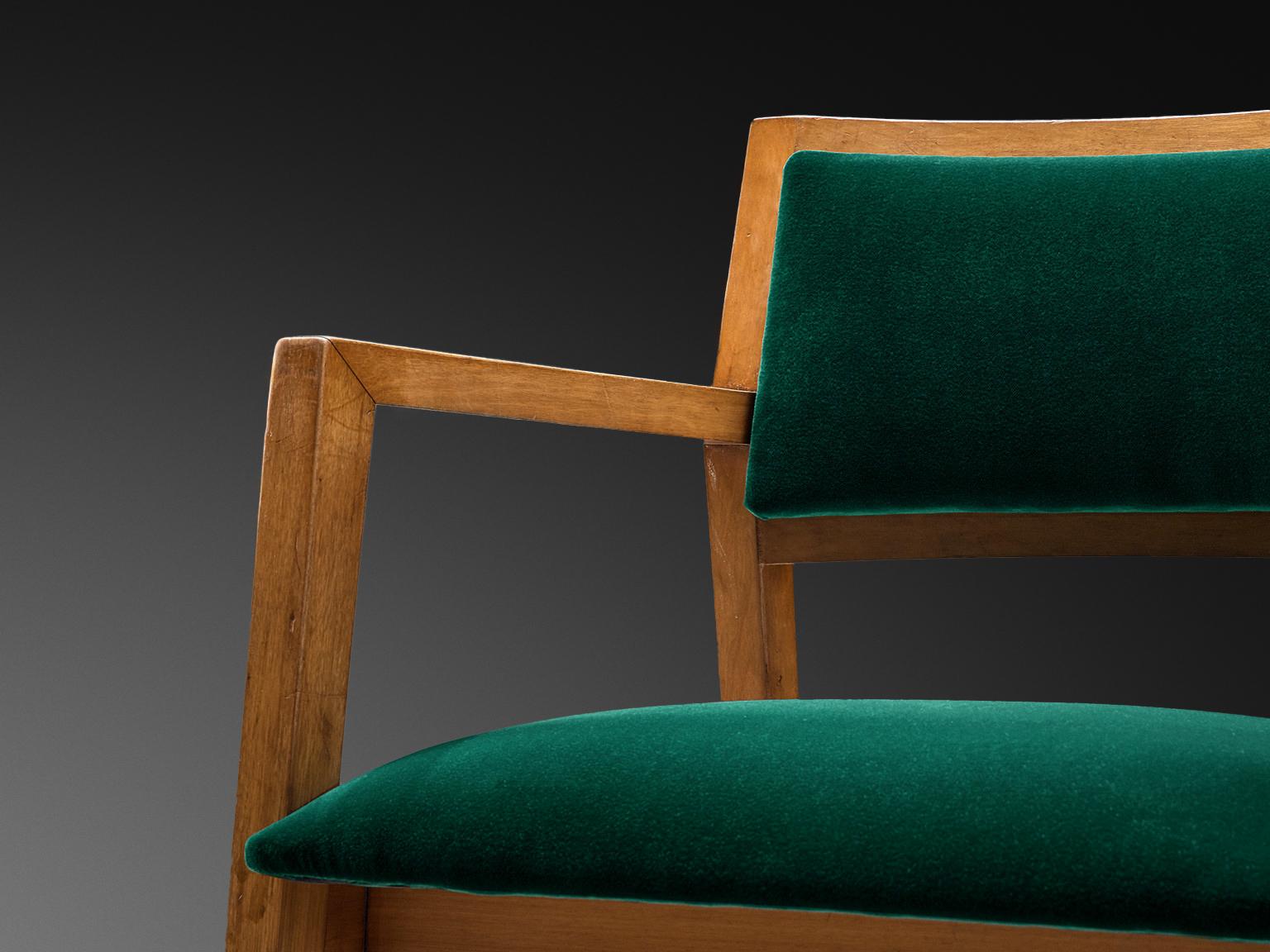 Mid-20th Century Edward Wormley Pair of Armchairs in Green Velvet Upholstery For Sale