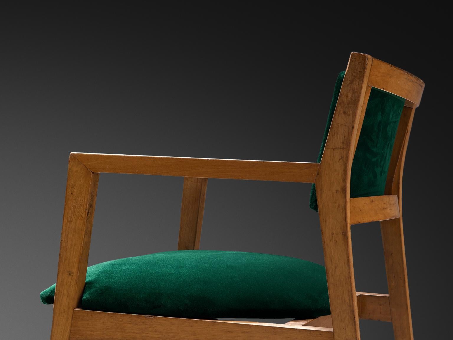 Edward Wormley Pair of Armchairs in Green Velvet Upholstery For Sale 2