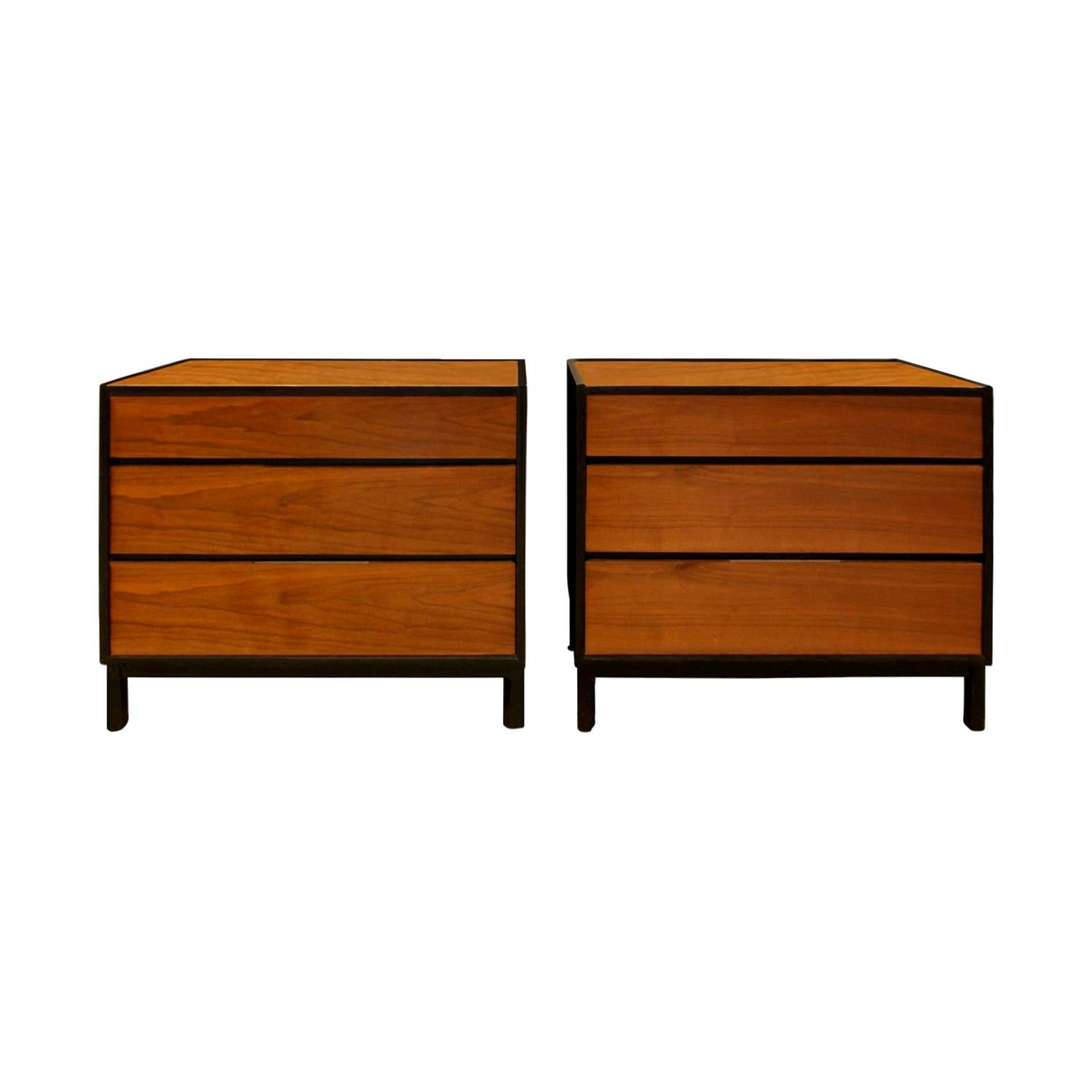 Edward Wormley Pair of Bedside Tables/Chests in Teak and Mahogany 1950s ‘Signed’