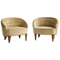 Edward Wormley, Pair of Channel Back Lounge Chairs