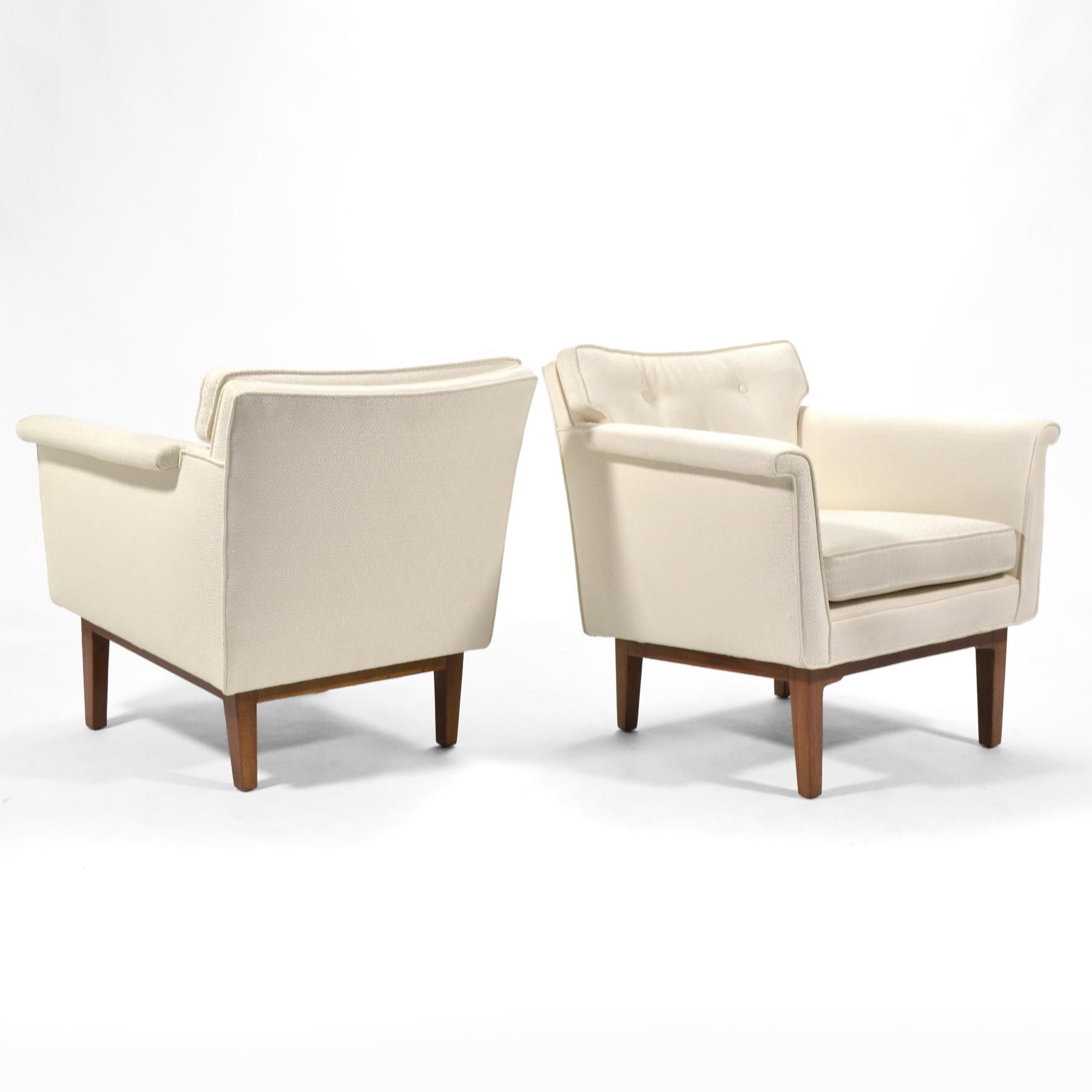 Upholstery Edward Wormley Pair of Lounge Chairs by Dunbar
