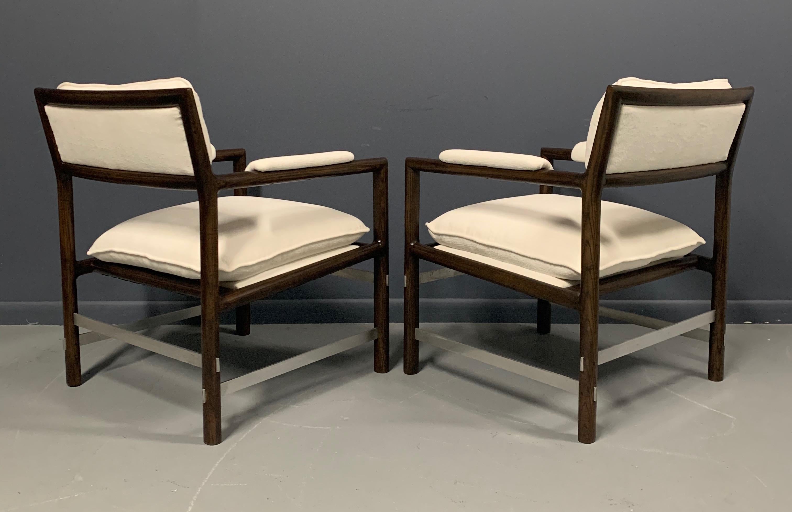 Edward Wormley Pair of Outstanding Armchairs for Dunbar in Velvet Mid Century 1