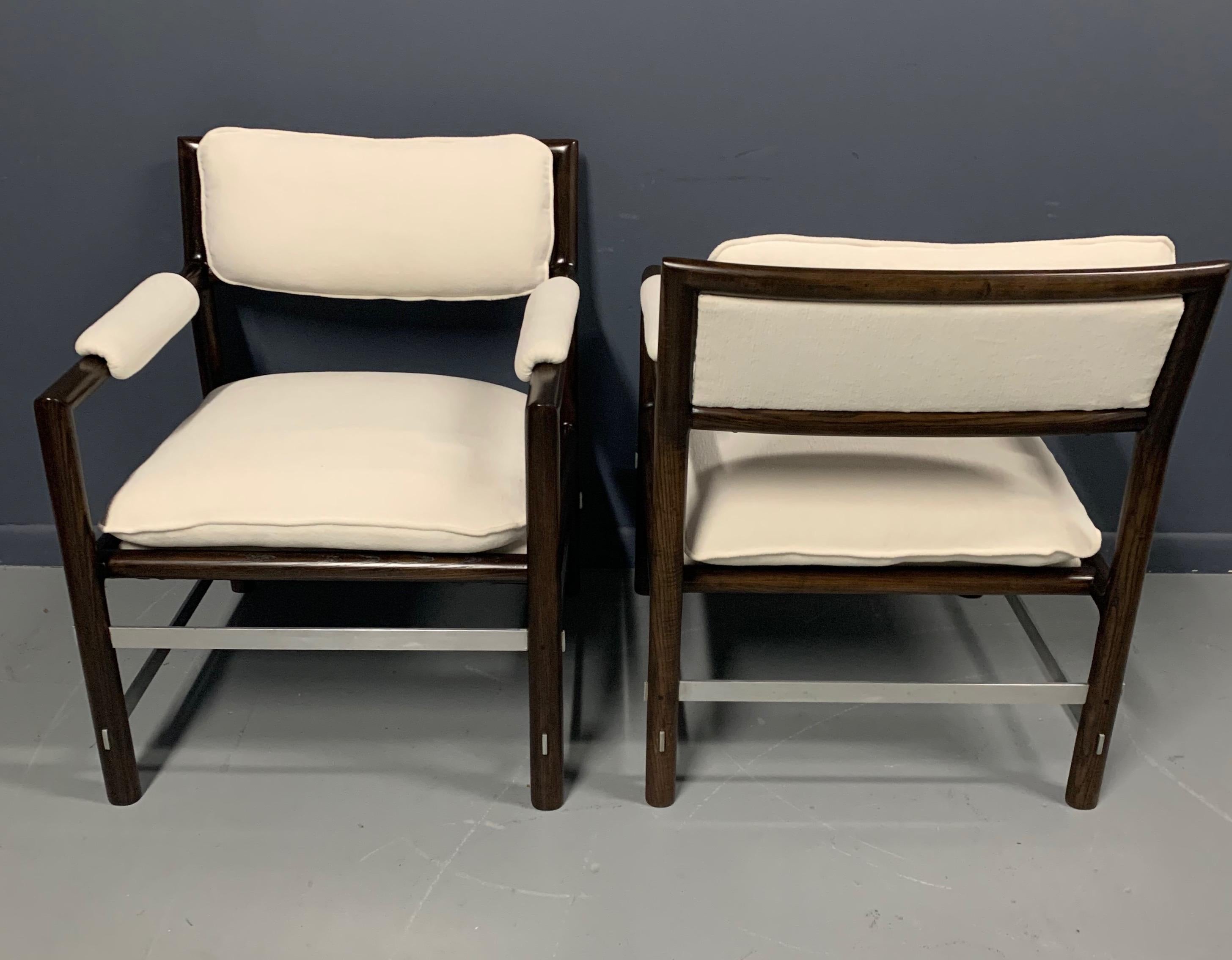 20th Century Edward Wormley Pair of Outstanding Armchairs for Dunbar in Velvet Midcentury For Sale