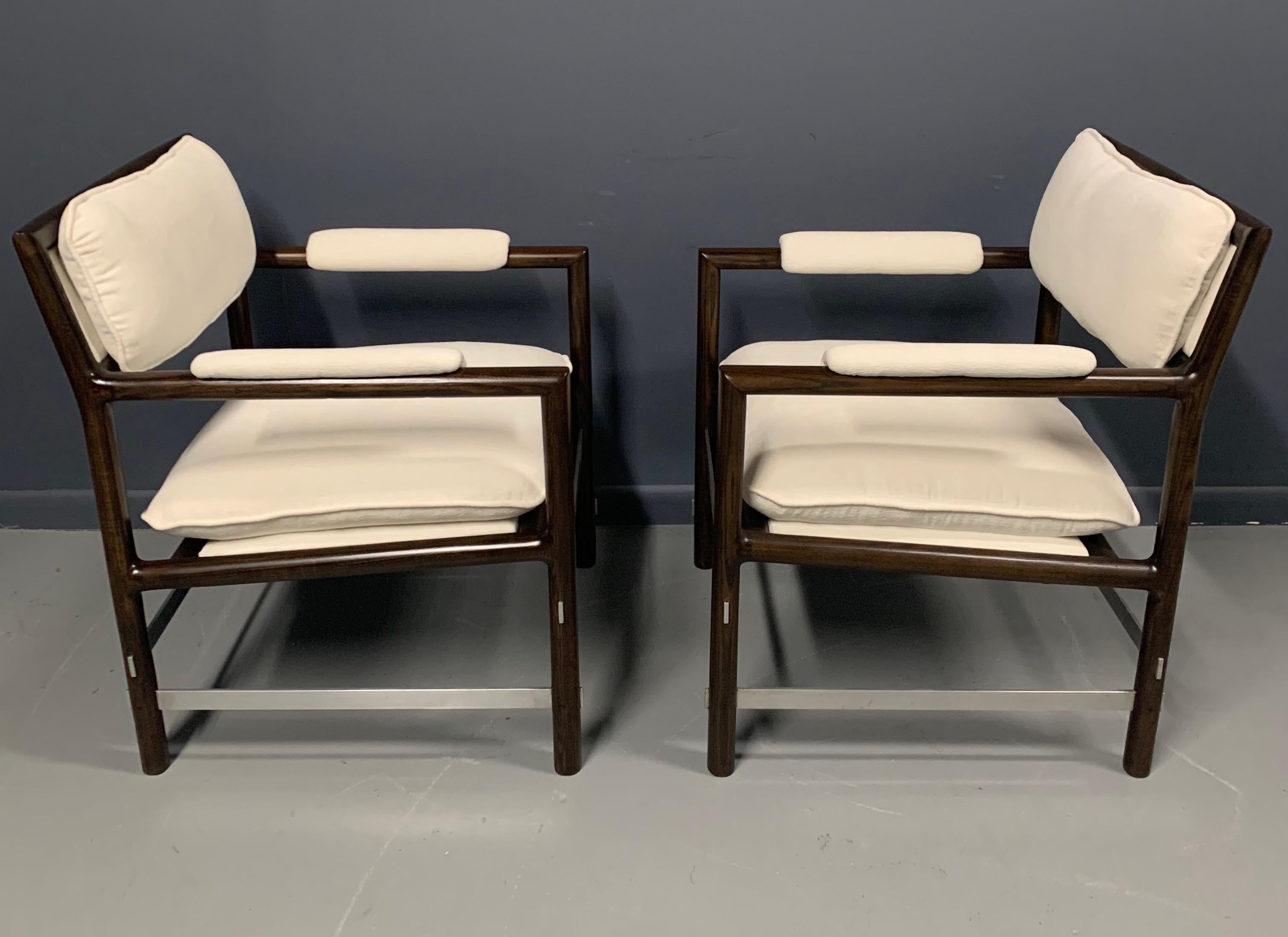 Mahogany Edward Wormley Pair of Outstanding Armchairs for Dunbar in Velvet Midcentury For Sale