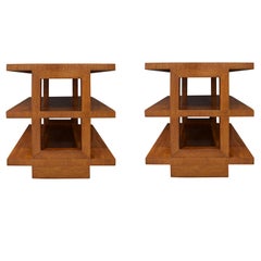 Edward Wormley Pair of Rare 3-Tier End Tables 1944 'Signed'