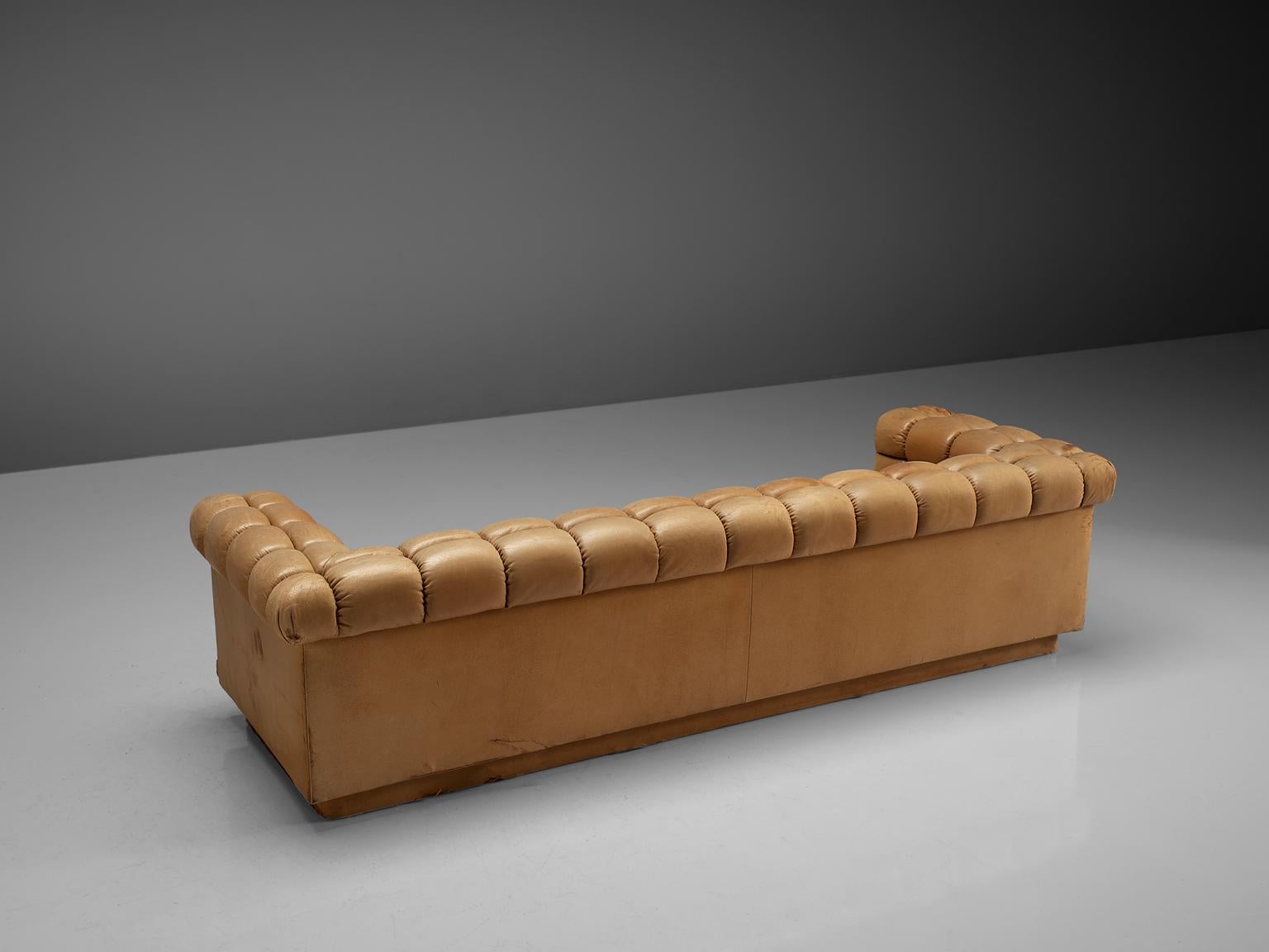 Edward Wormley 'Party' Sofa in Cognac Leather In Good Condition In Waalwijk, NL