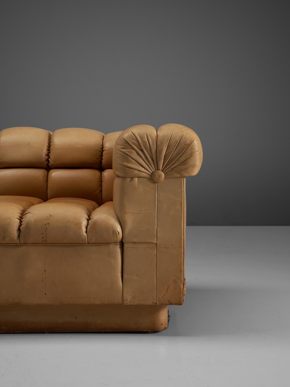 Mid-20th Century Edward Wormley 'Party' Sofa in Cognac Leather