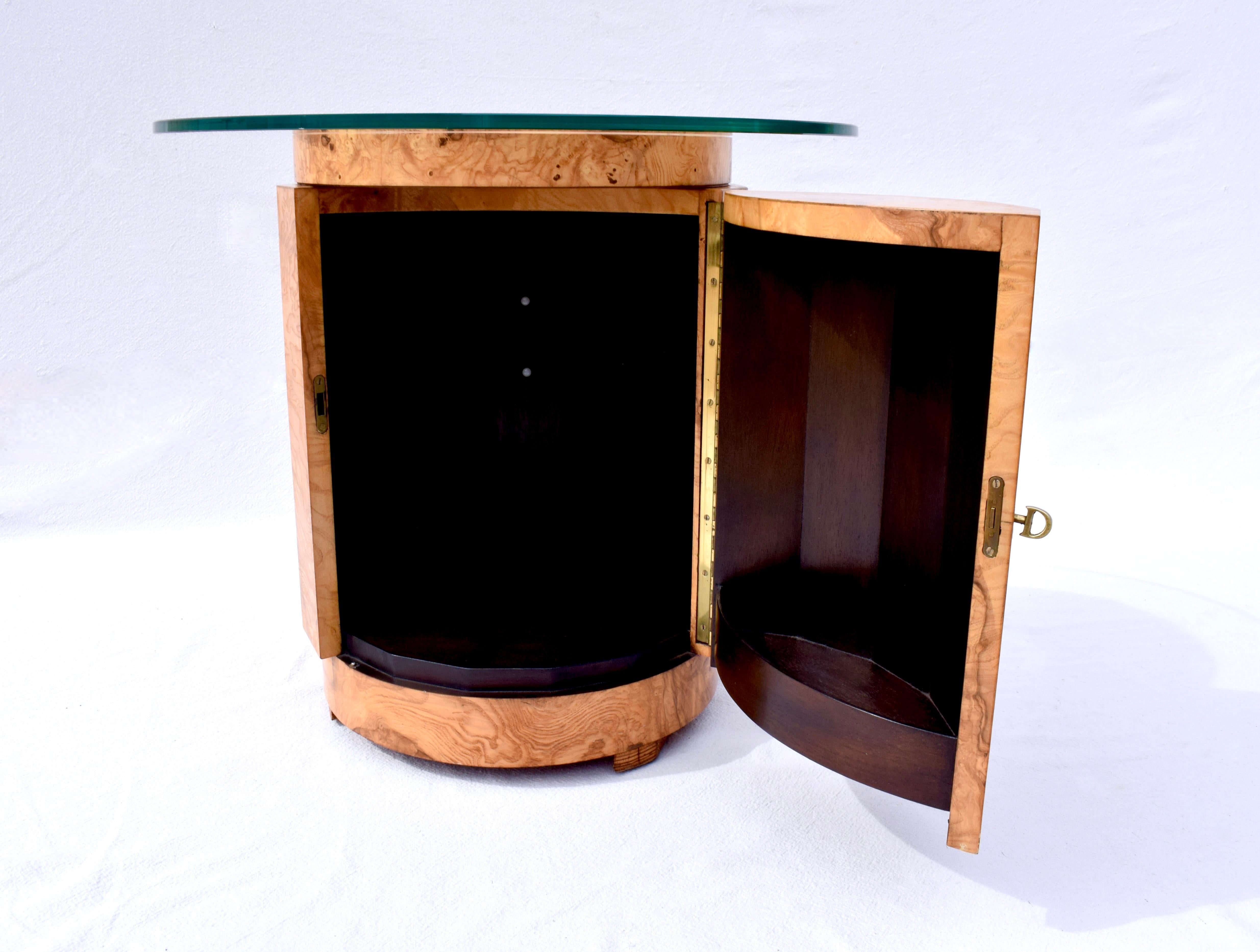 American Edward Wormley Pedestal Bar Cabinet in Olive Burl Model 6302d For Sale