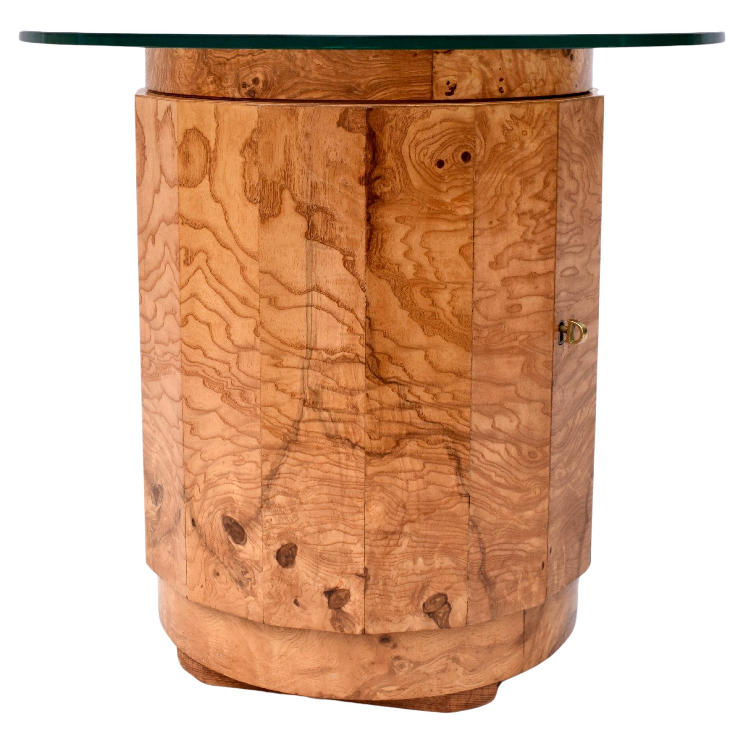 Edward Wormley Pedestal Bar Cabinet in Olive Burl Model 6302d For Sale