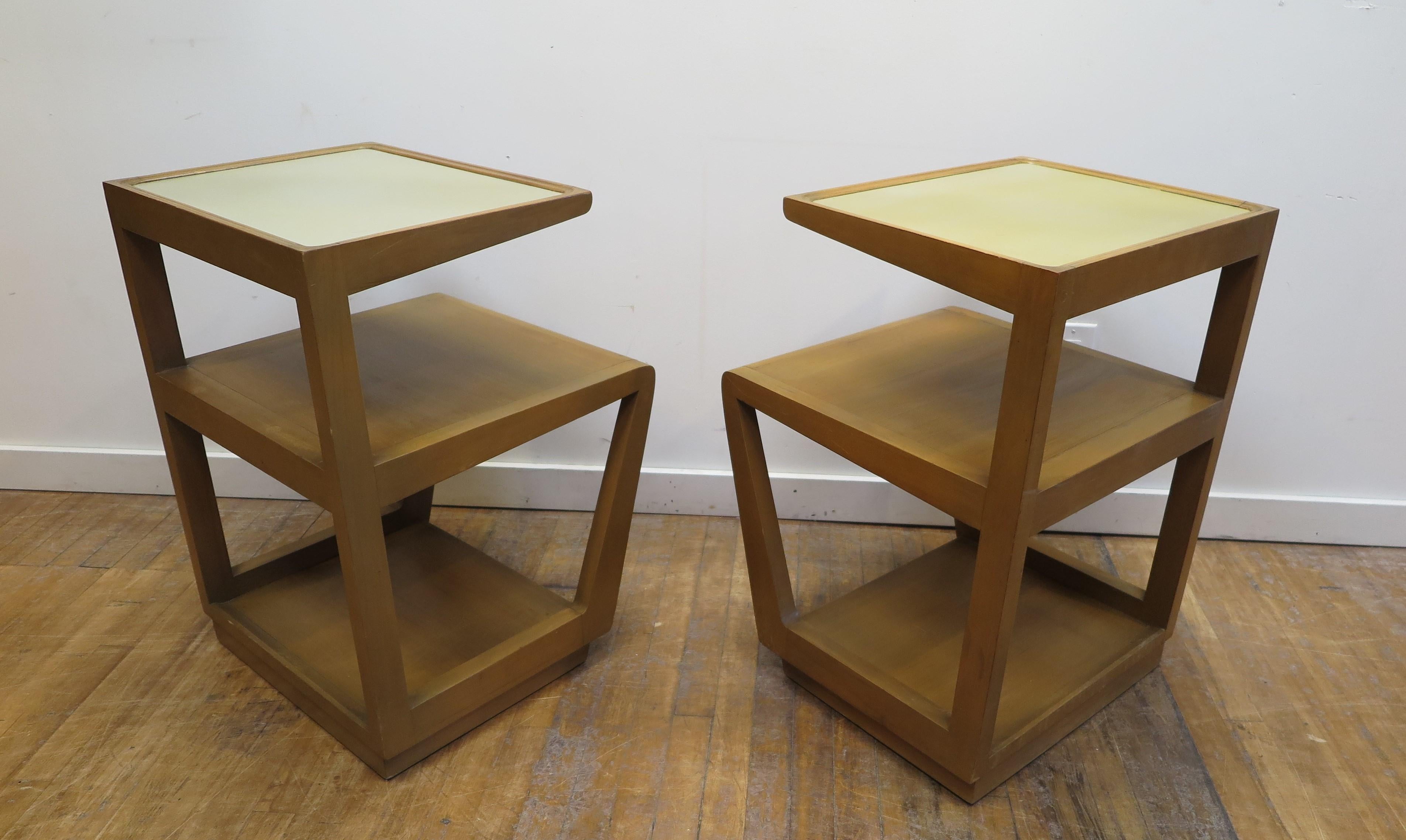 Leather Edward Wormley Precedent End Tables For Sale